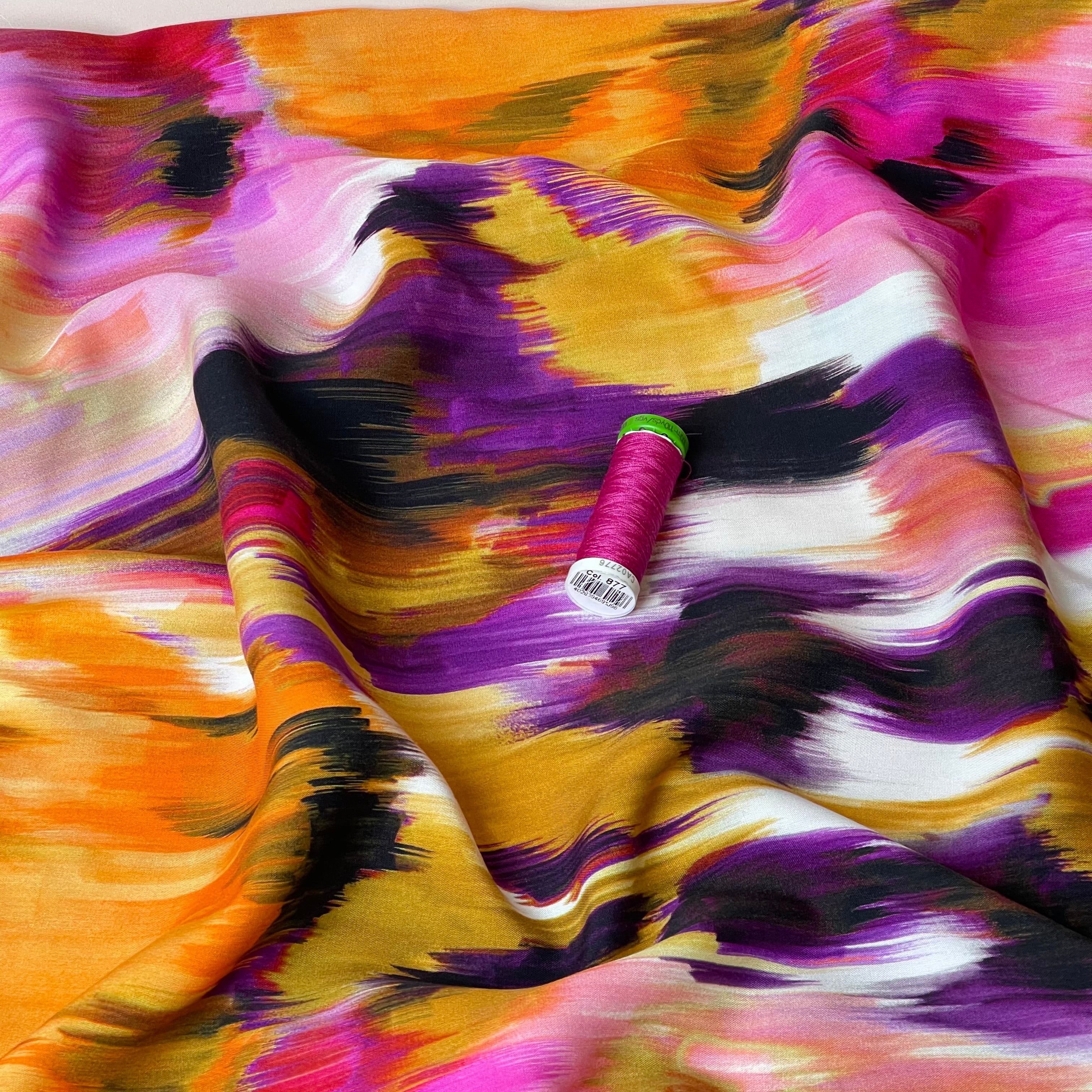 Hazy Brush Strokes Viscose Poplin Fabric