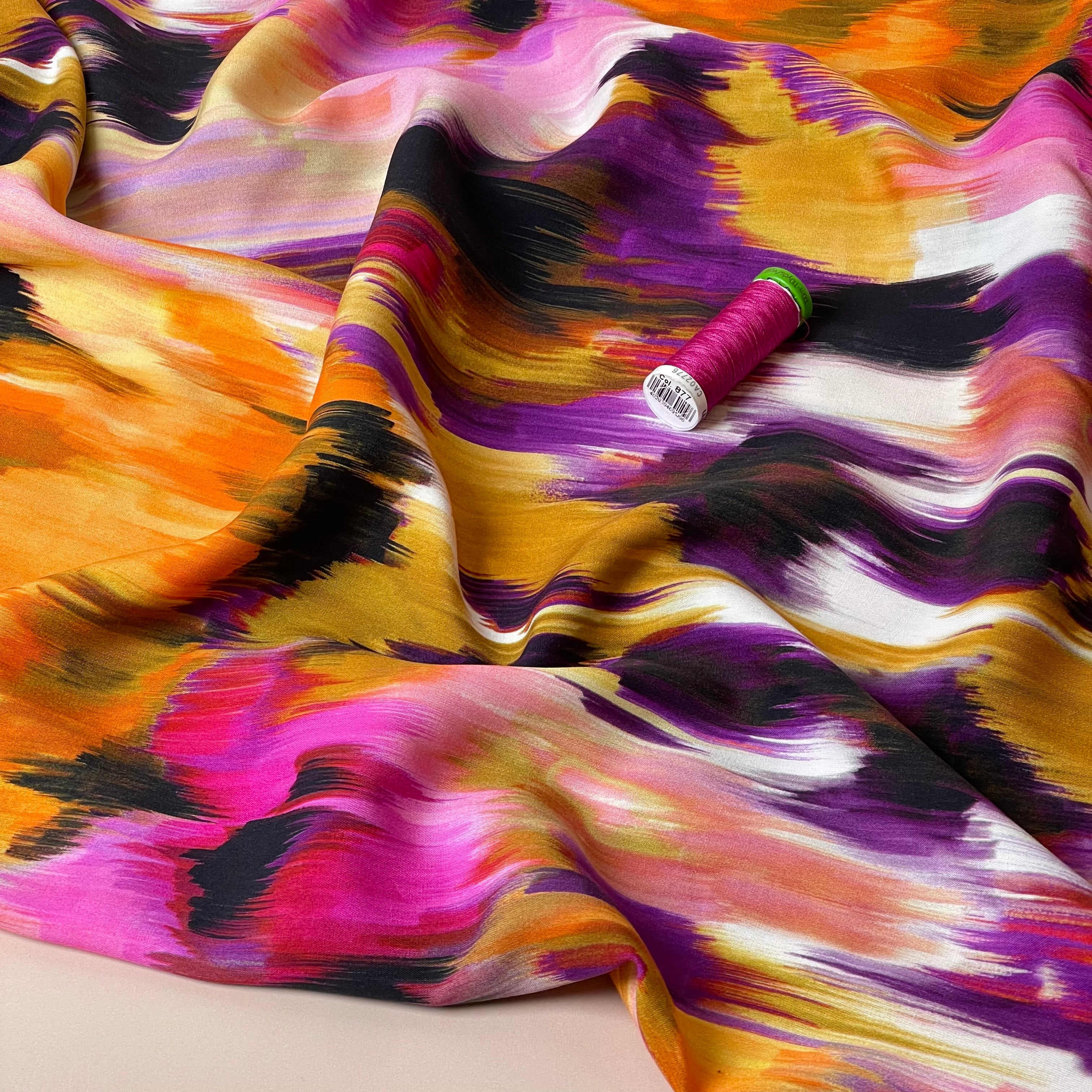 Hazy Brush Strokes Viscose Poplin Fabric