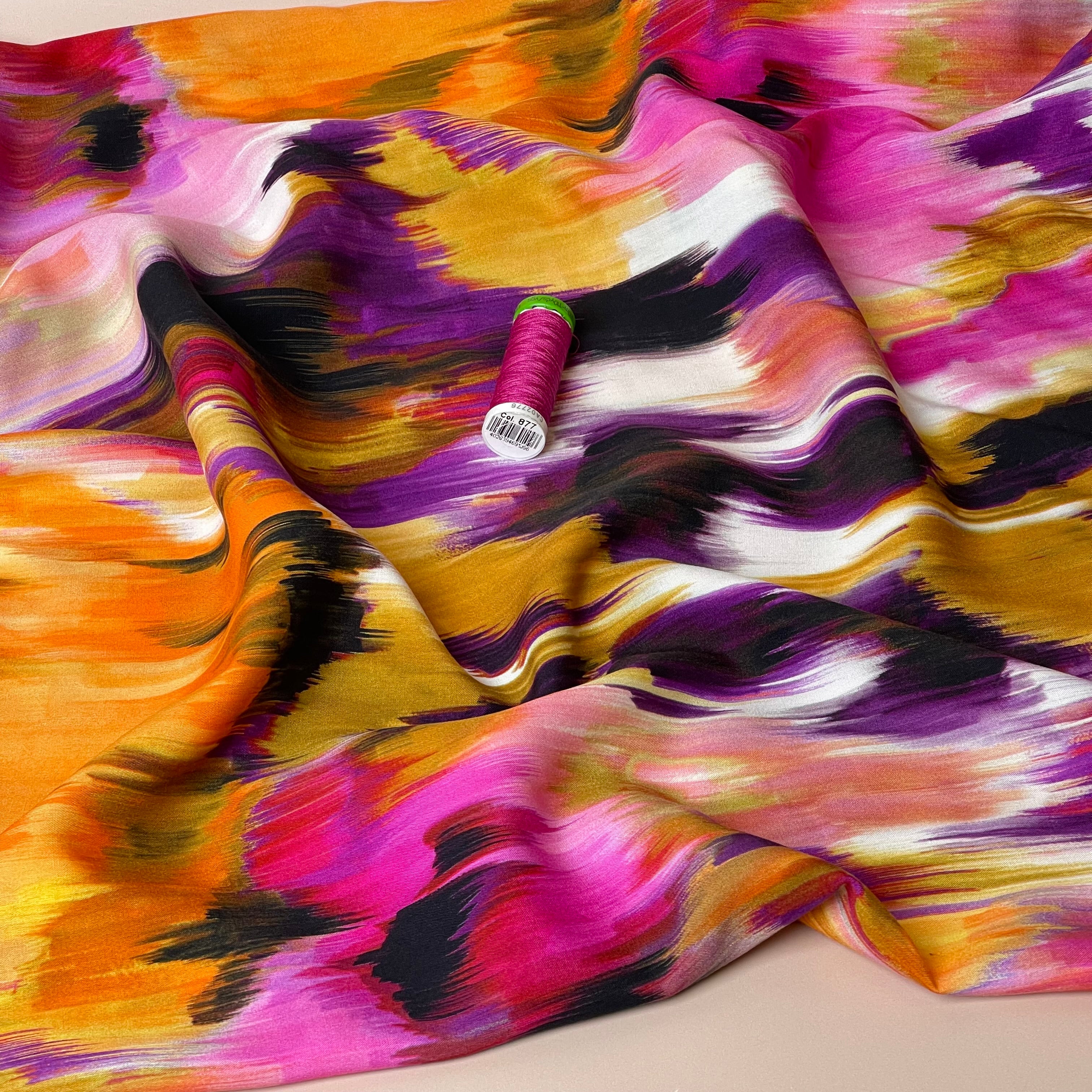 Hazy Brush Strokes Viscose Poplin Fabric