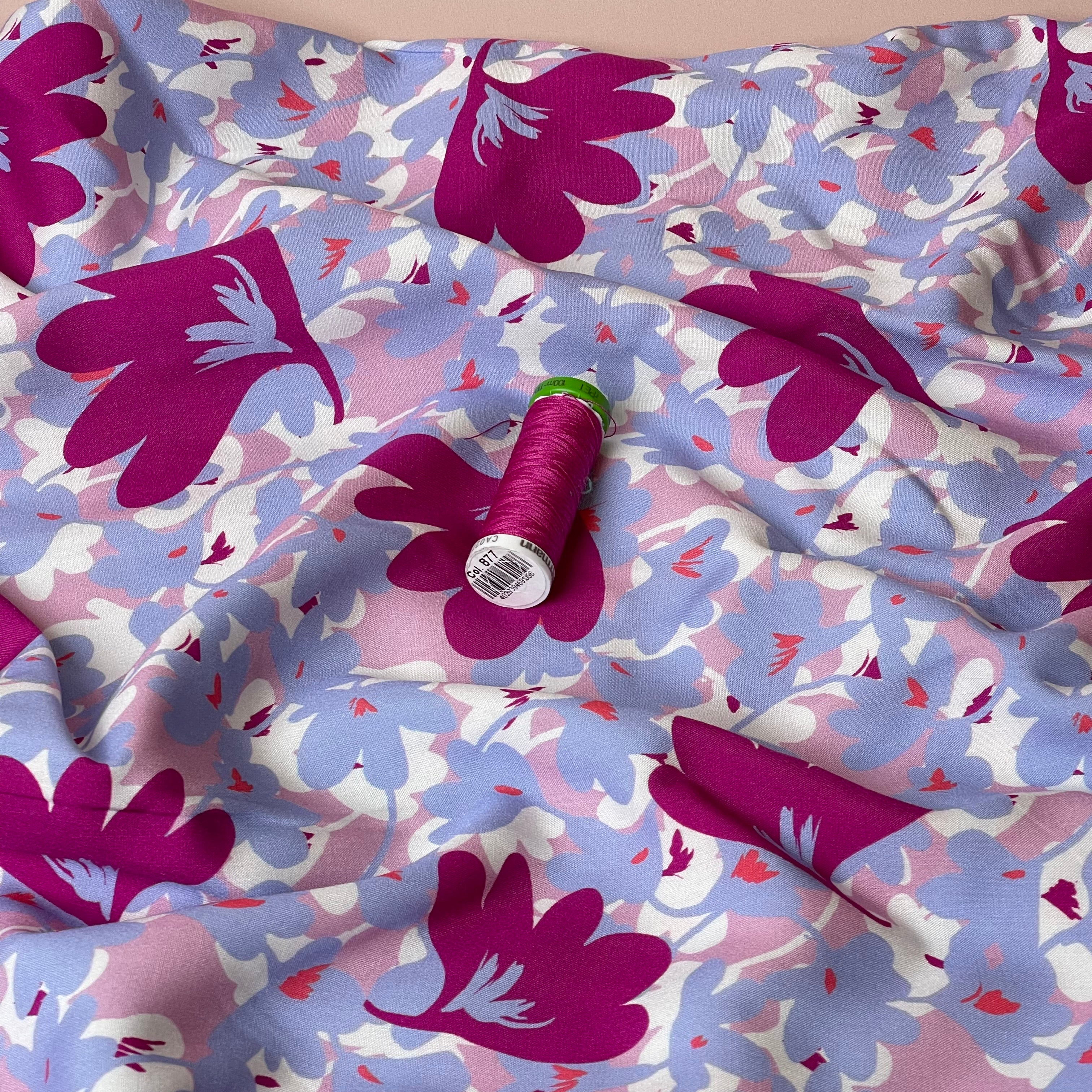 Pink Petals Viscose Poplin Fabric