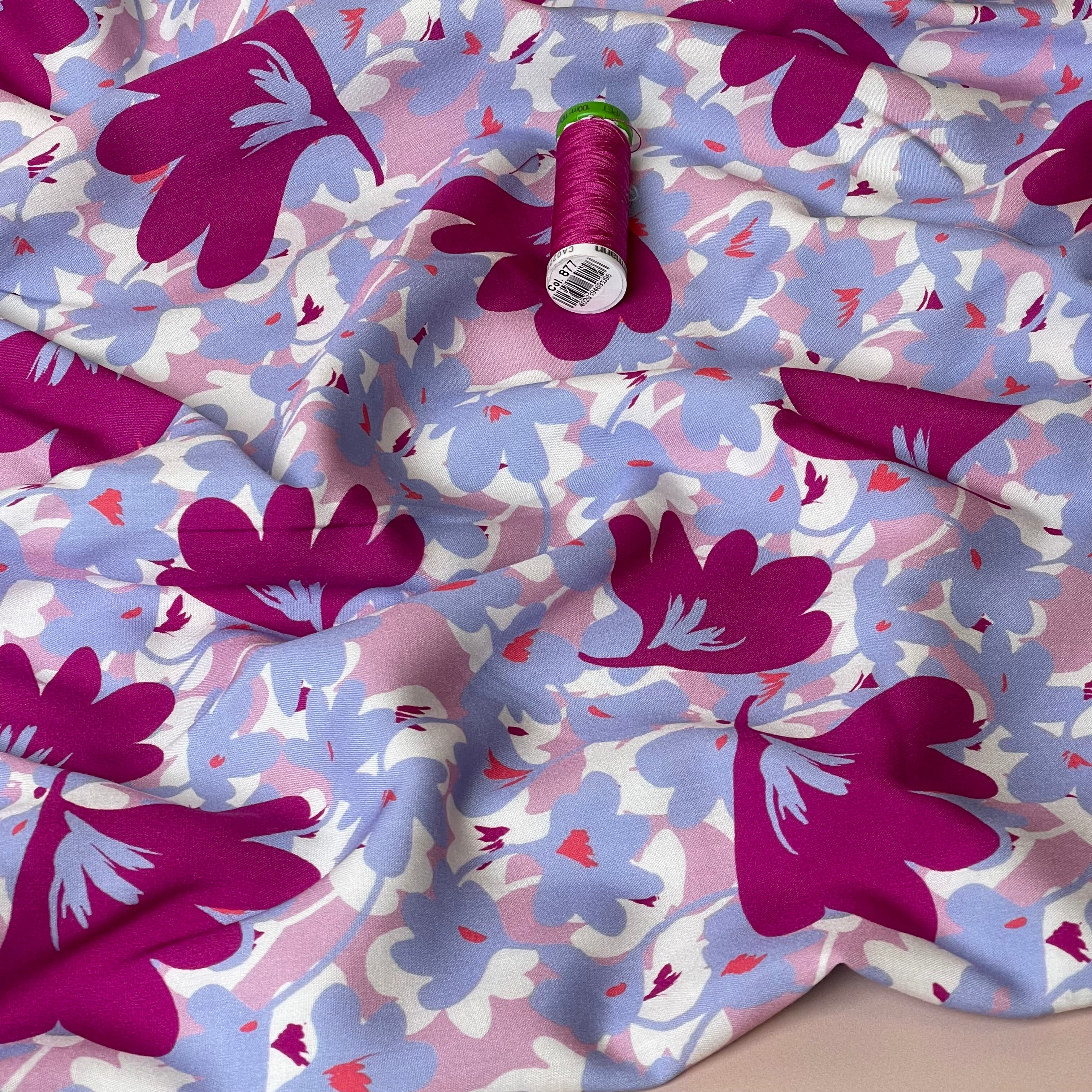 Pink Petals Viscose Poplin Fabric