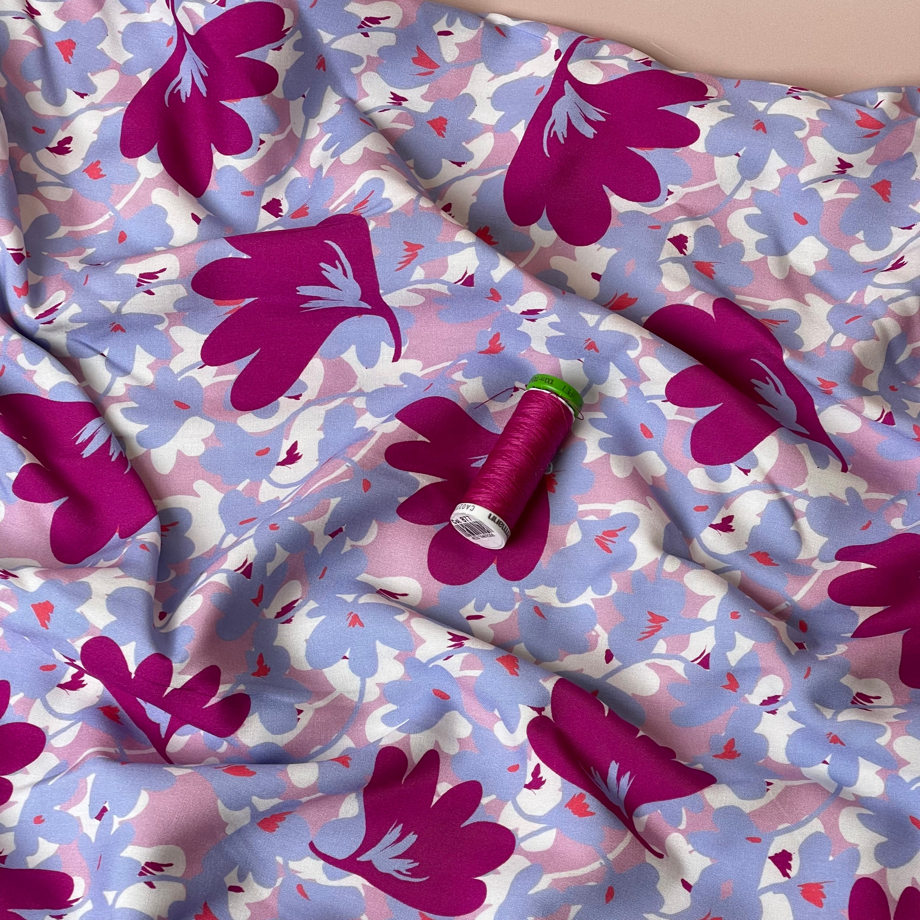 Pink Petals Viscose Poplin Fabric
