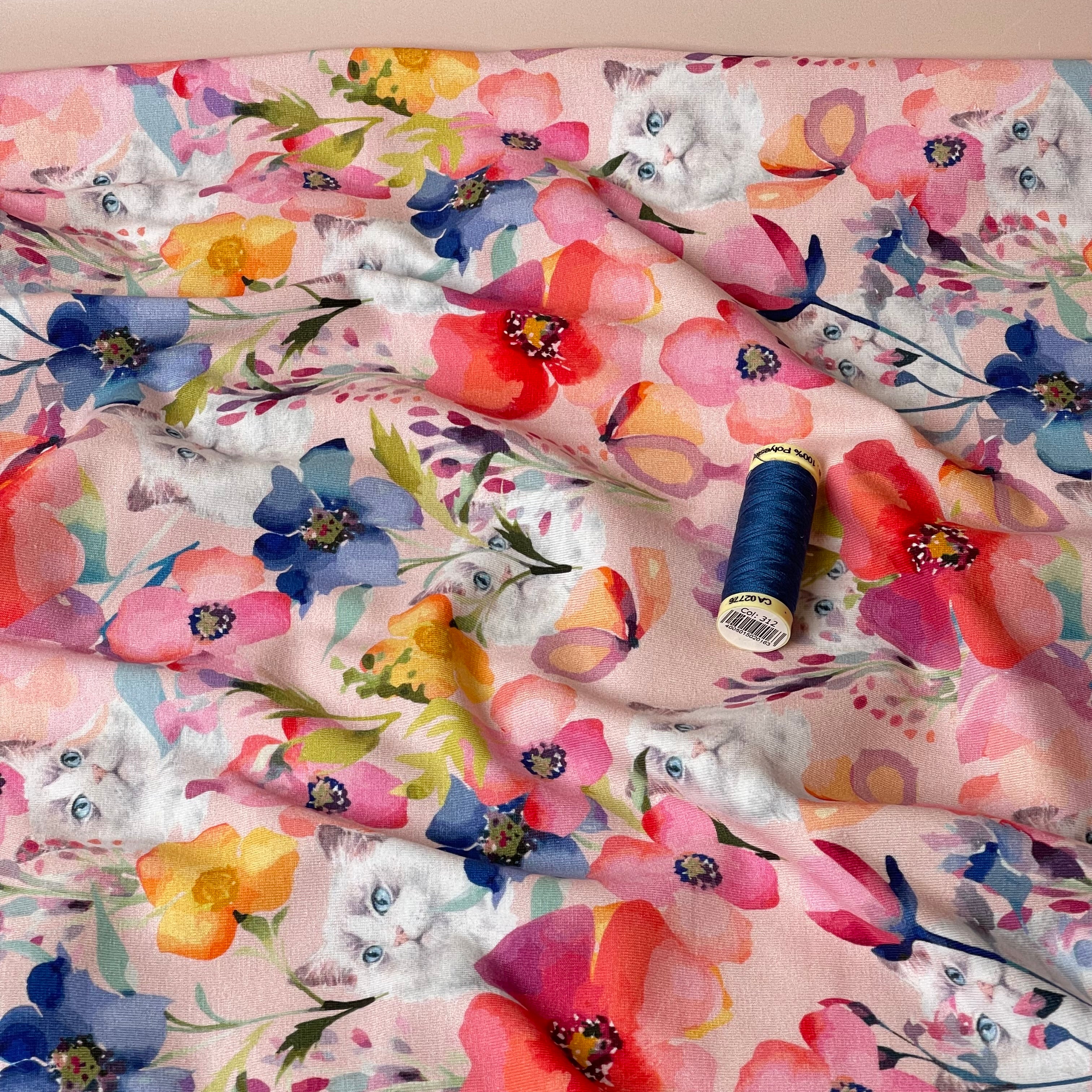 Danish Design - Cat in the Flowers Cotton Jersey