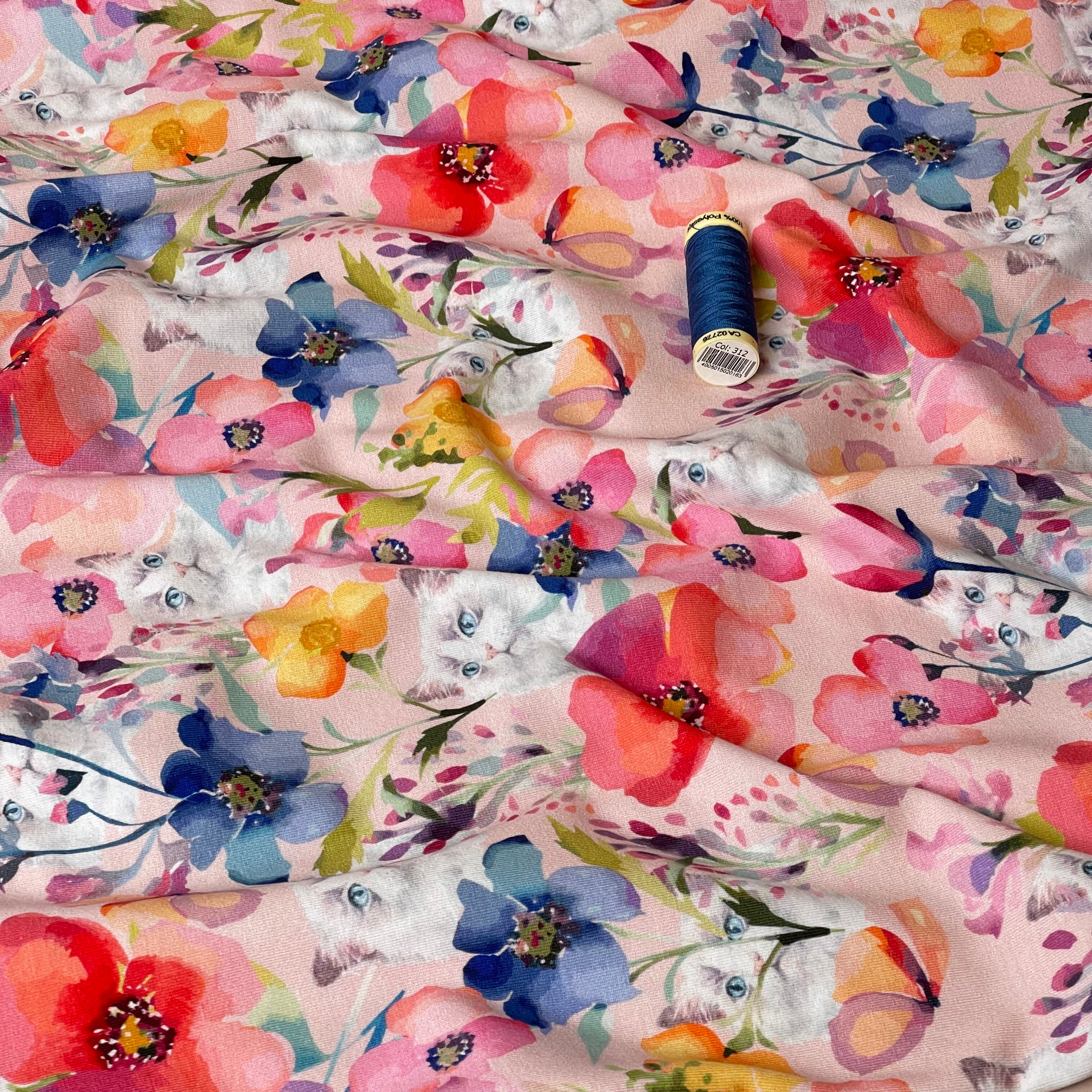 Danish Design - Cat in the Flowers Cotton Jersey