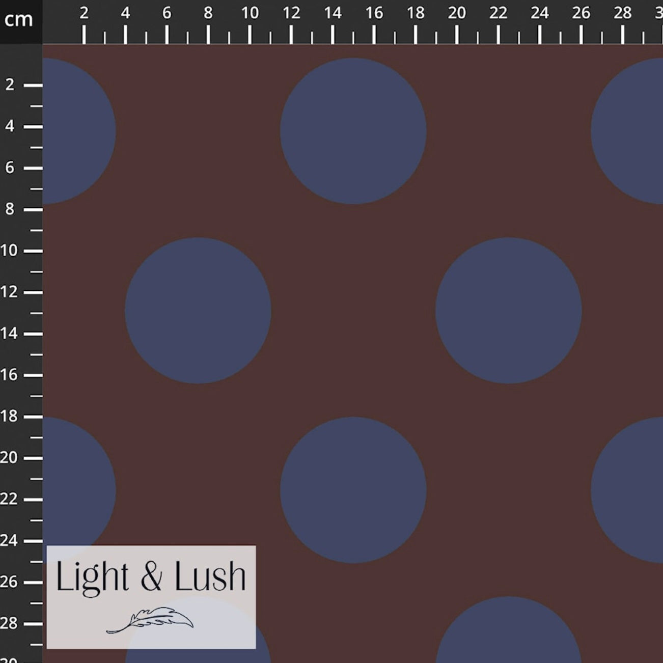 Light & Lush - Large Polka Dots in Midnight Blue Viscose Twill Fabric