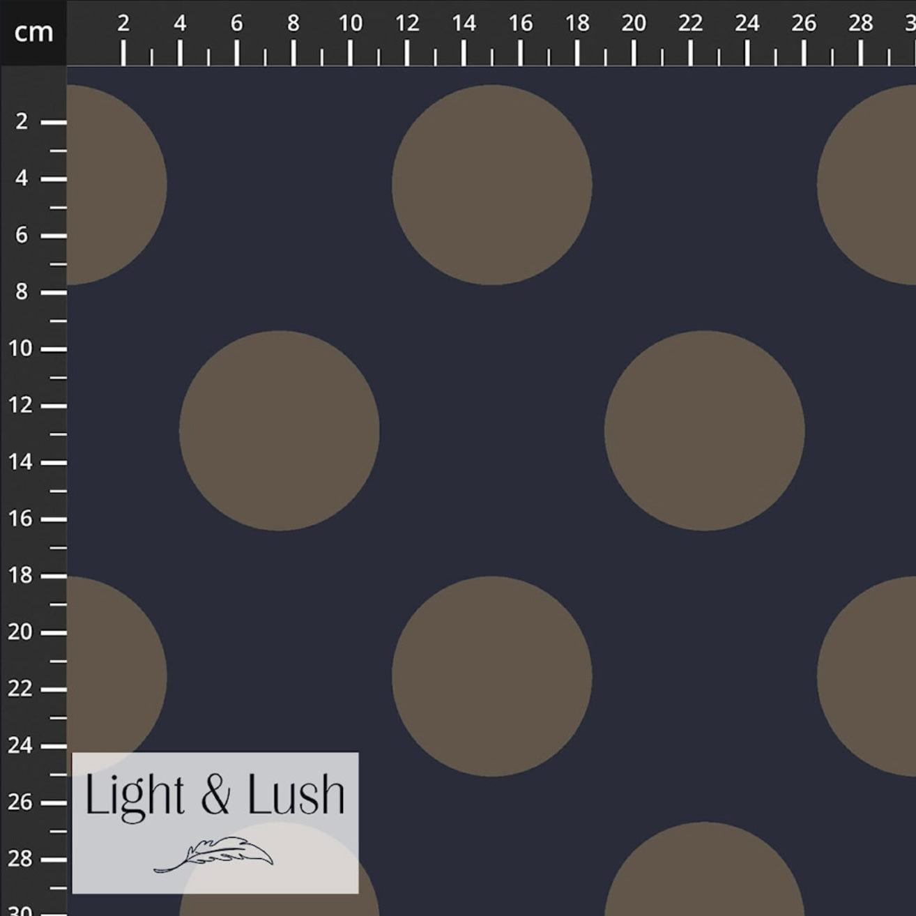 Light & Lush - Large Polka Dots in Dark Olive Viscose Twill Fabric