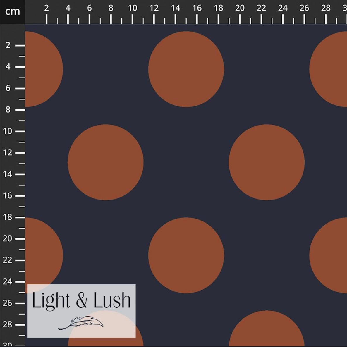 Light & Lush - Large Polka Dots in Rust Viscose Twill Fabric