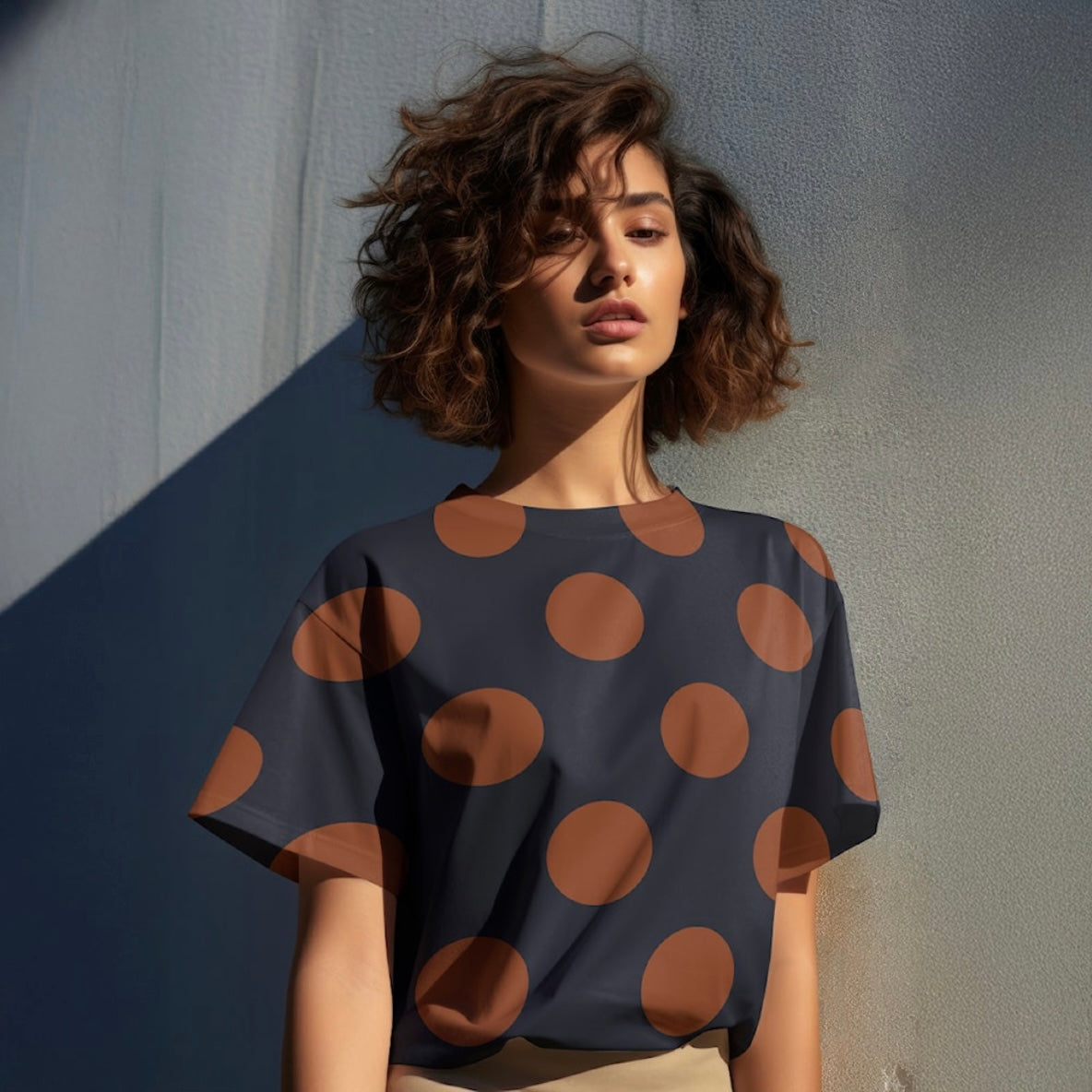 Light & Lush - Large Polka Dots in Rust Viscose Twill Fabric