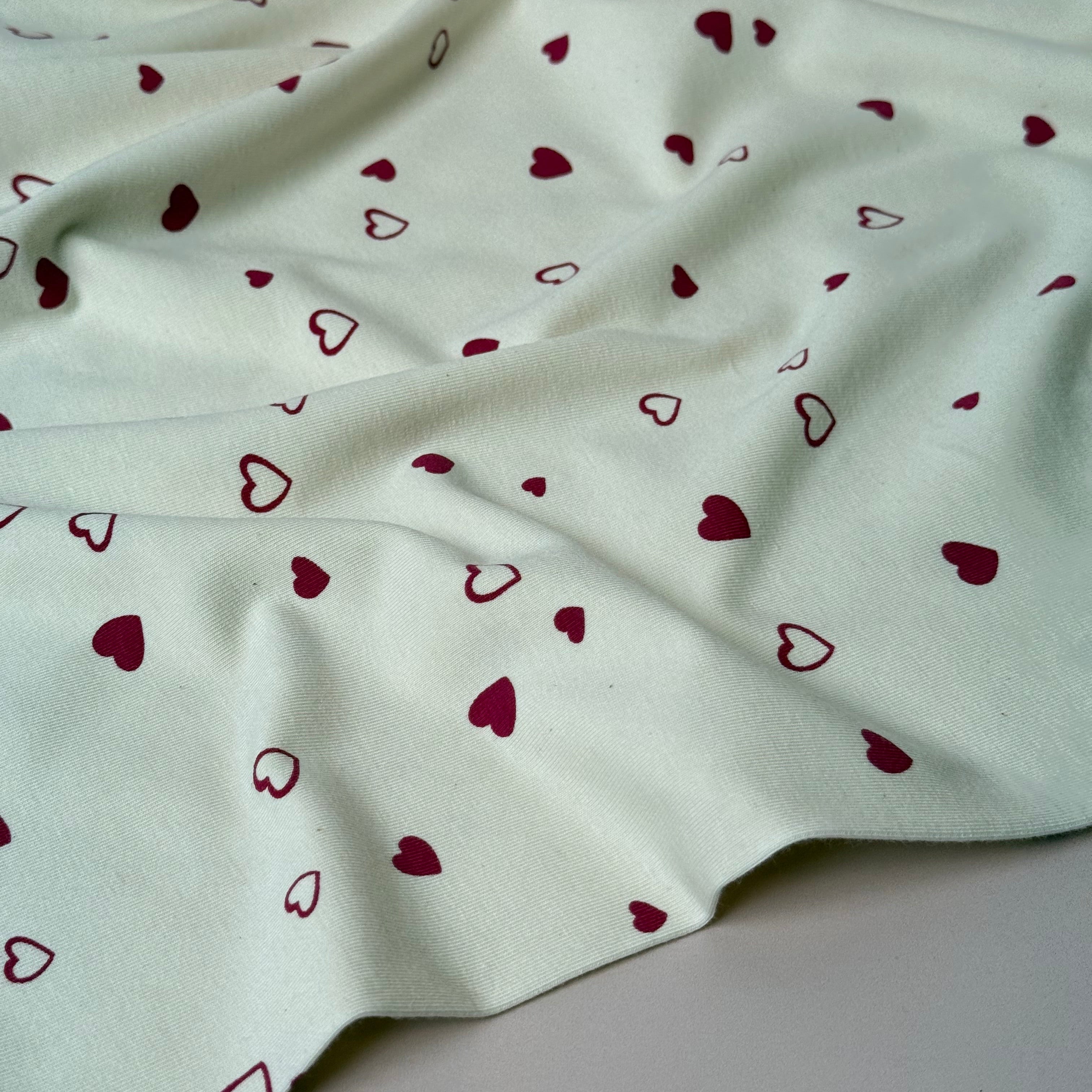 Valentine Hearts Natural GOTS Organic Cotton Jersey