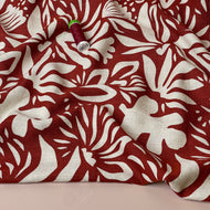 Graphic Plants Brick Red Viscose Linen Fabric
