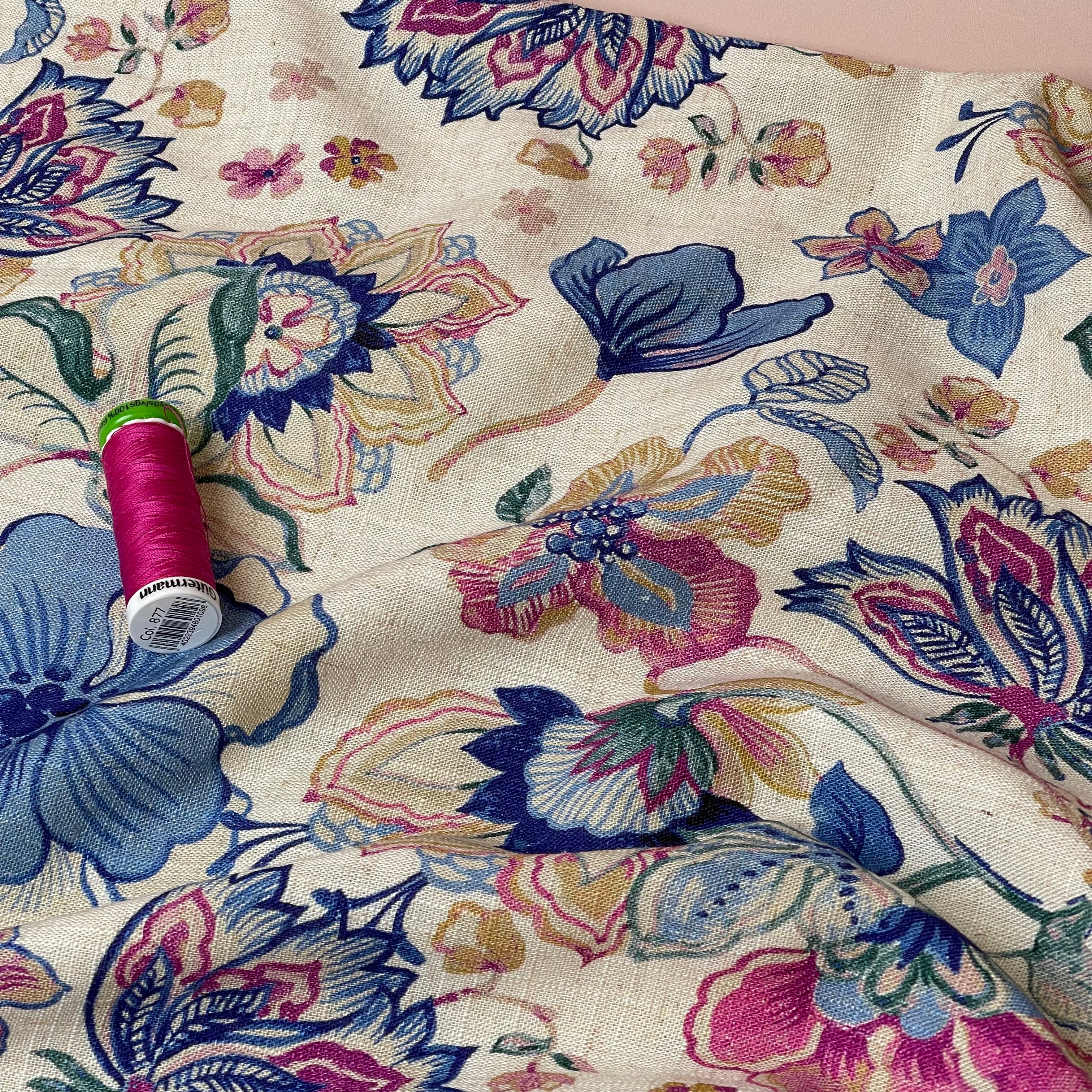 Make an Outfit Colour Bundle - Henna Flowers Summer Viscose Linen & Pink Cotton Jersey