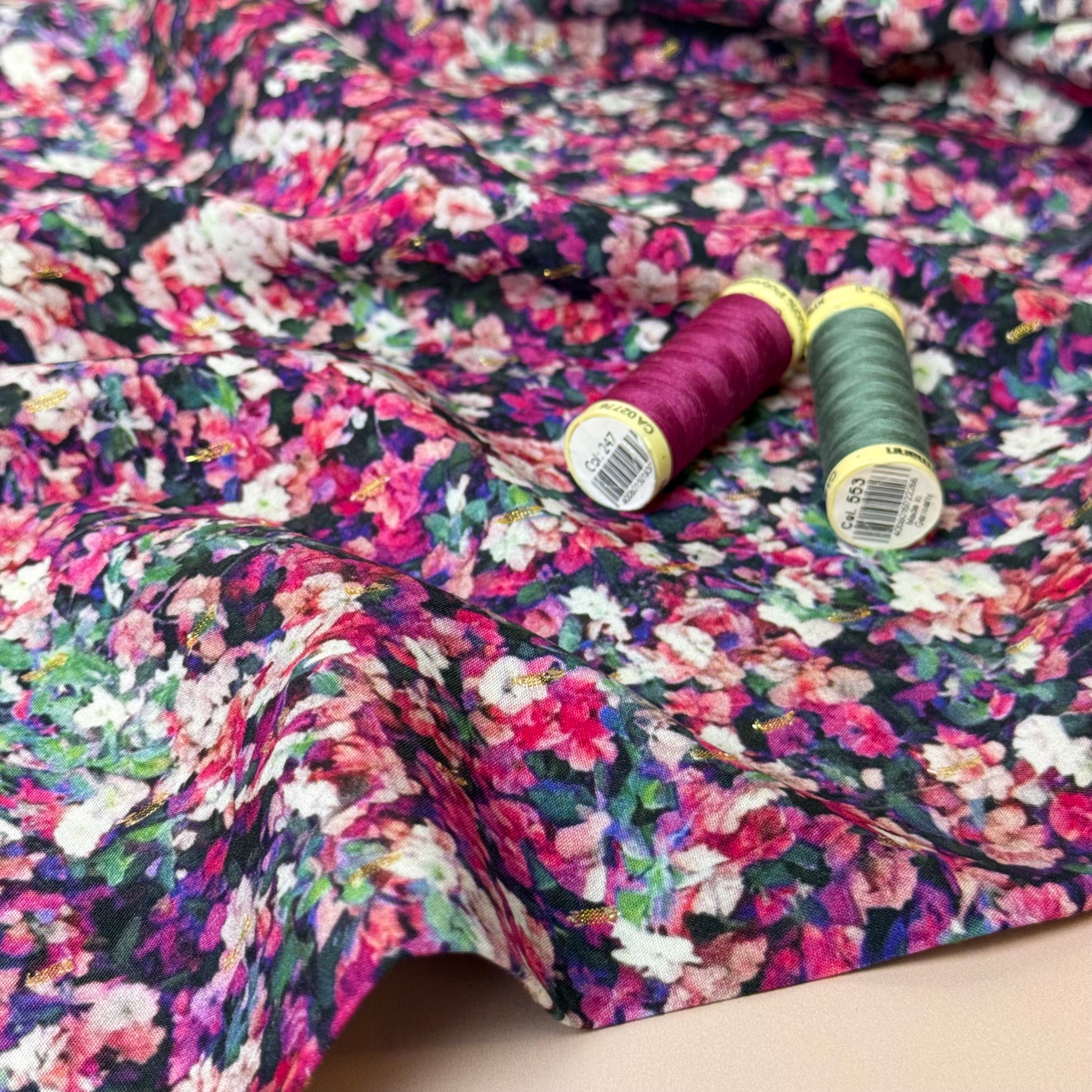 Flower Field with Lurex Viscose Fabric