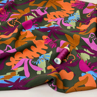 Autumn Resort on Khaki LENZING™ ECOVERO™ Viscose Fabric