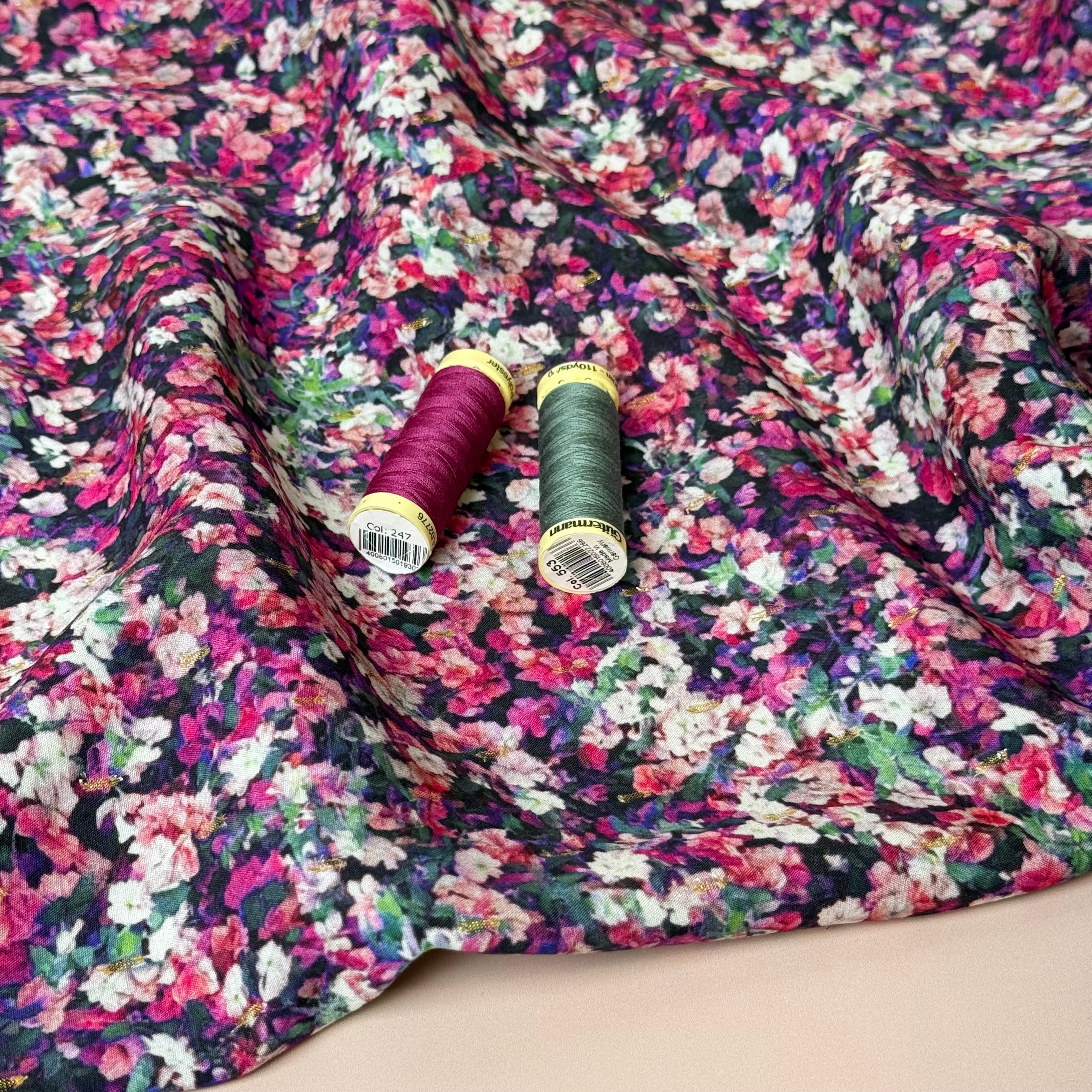 Flower Field with Lurex Viscose Fabric