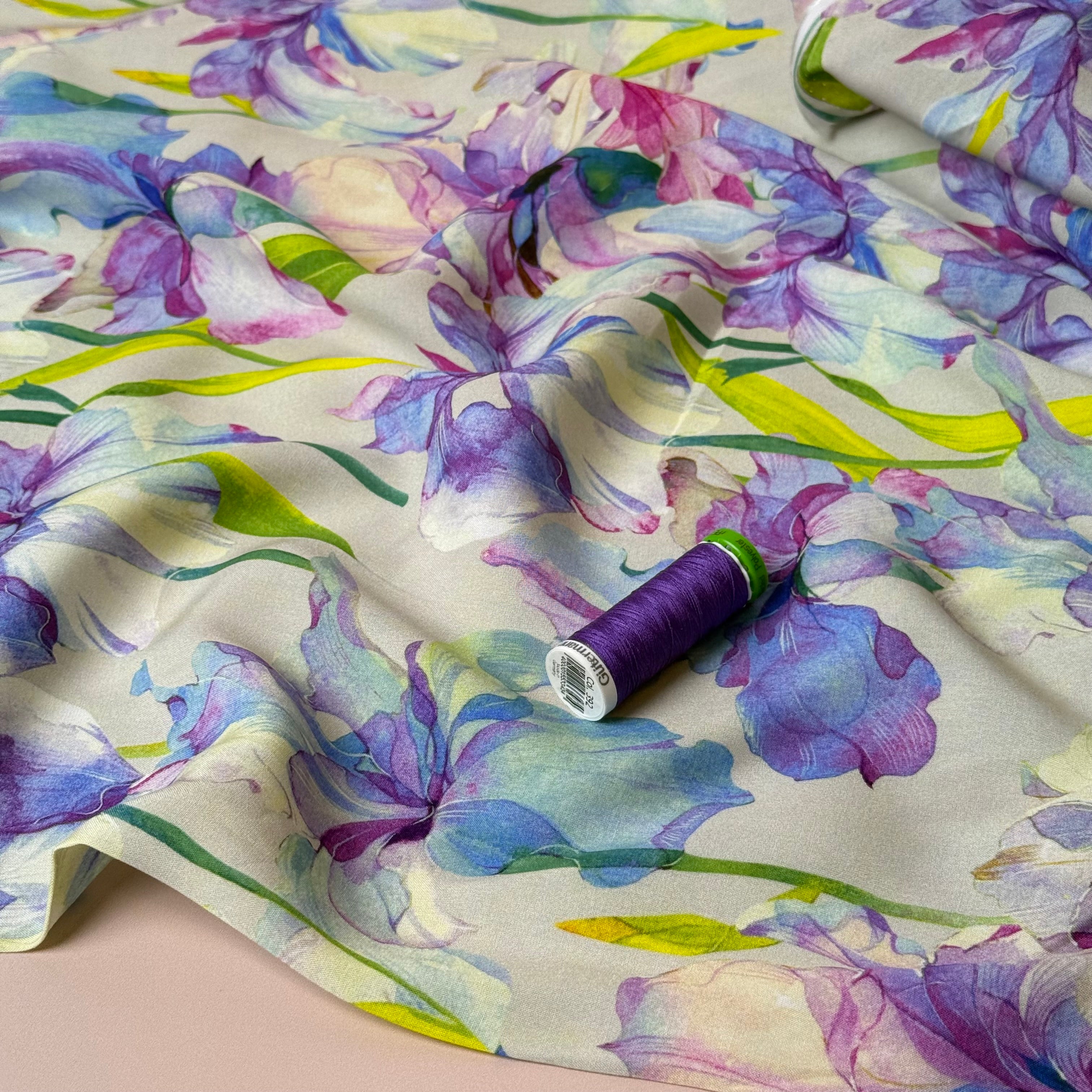 Neon Iris Viscose Fabric