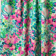 Watercolour Blooms Green & Pink Textured Viscose Fabric