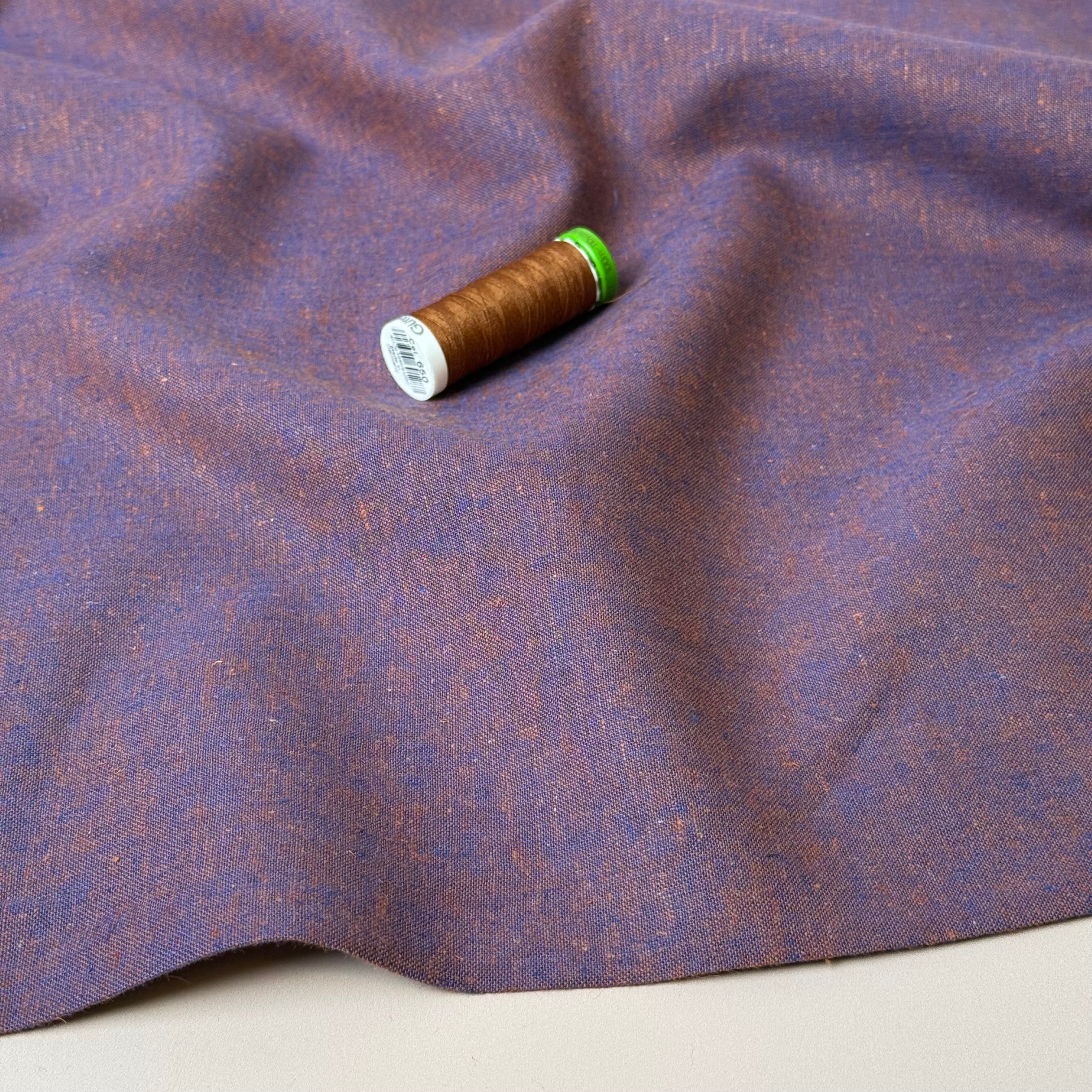 Yarn Dyed Melange Linen Cotton Fabric in Purple and Copper