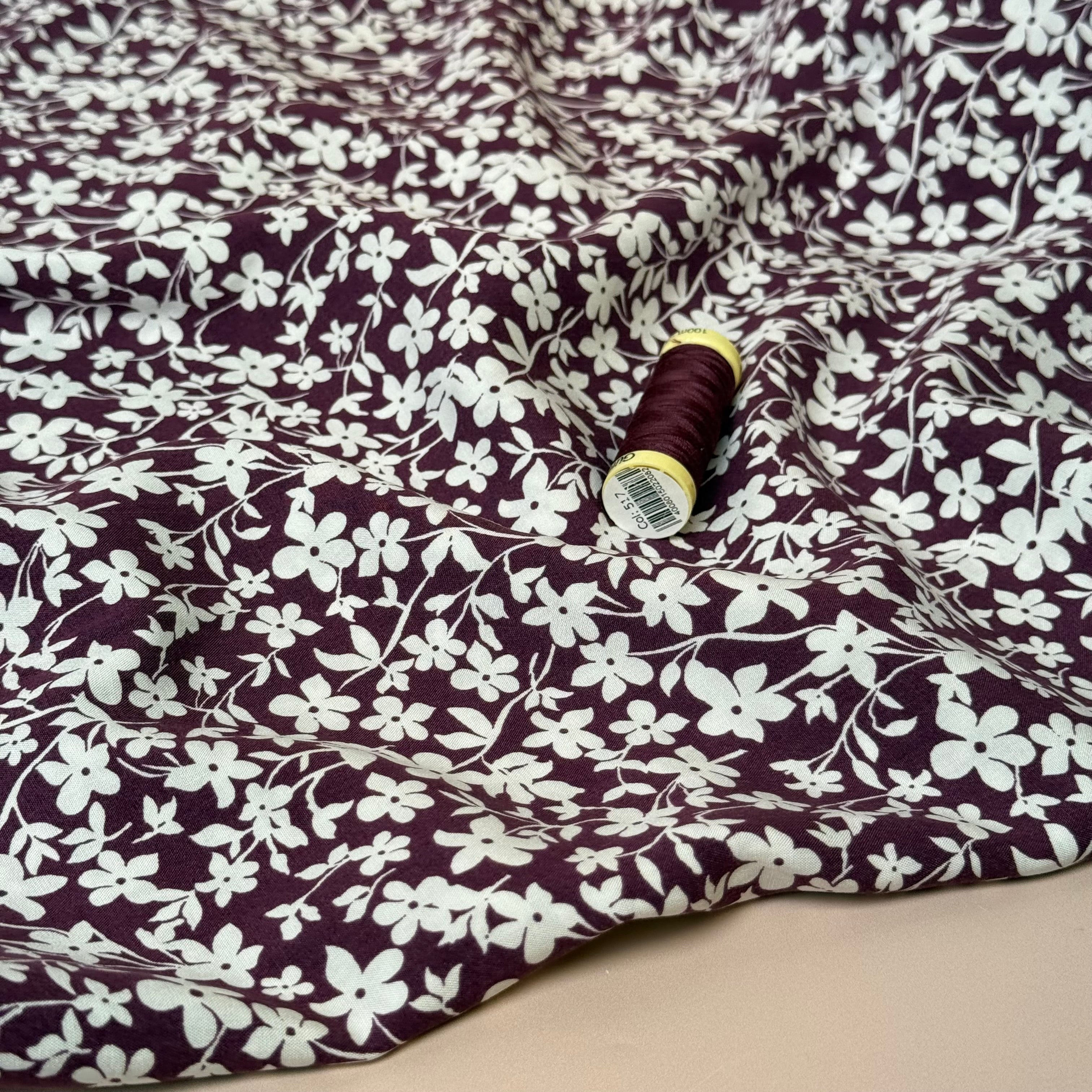 Plum Florals Viscose Fabric