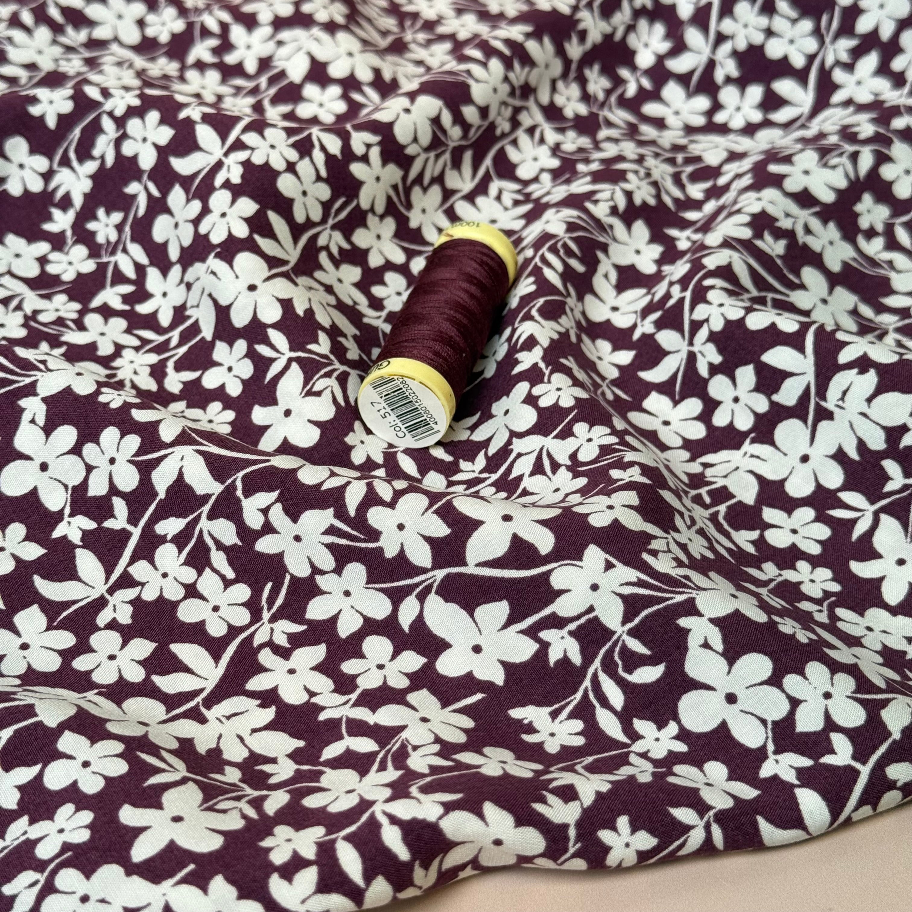 Plum Florals Viscose Fabric