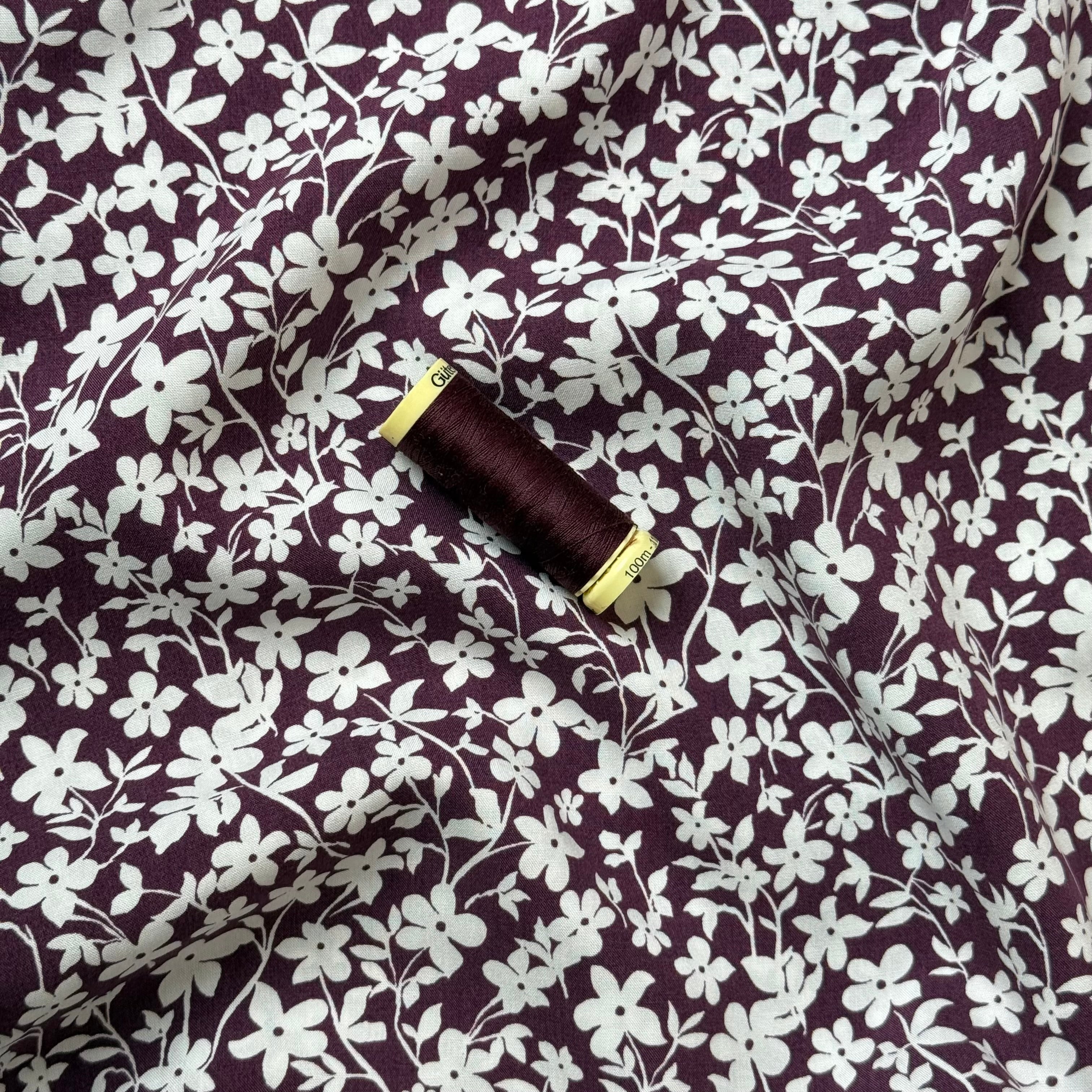 Plum Florals Viscose Fabric