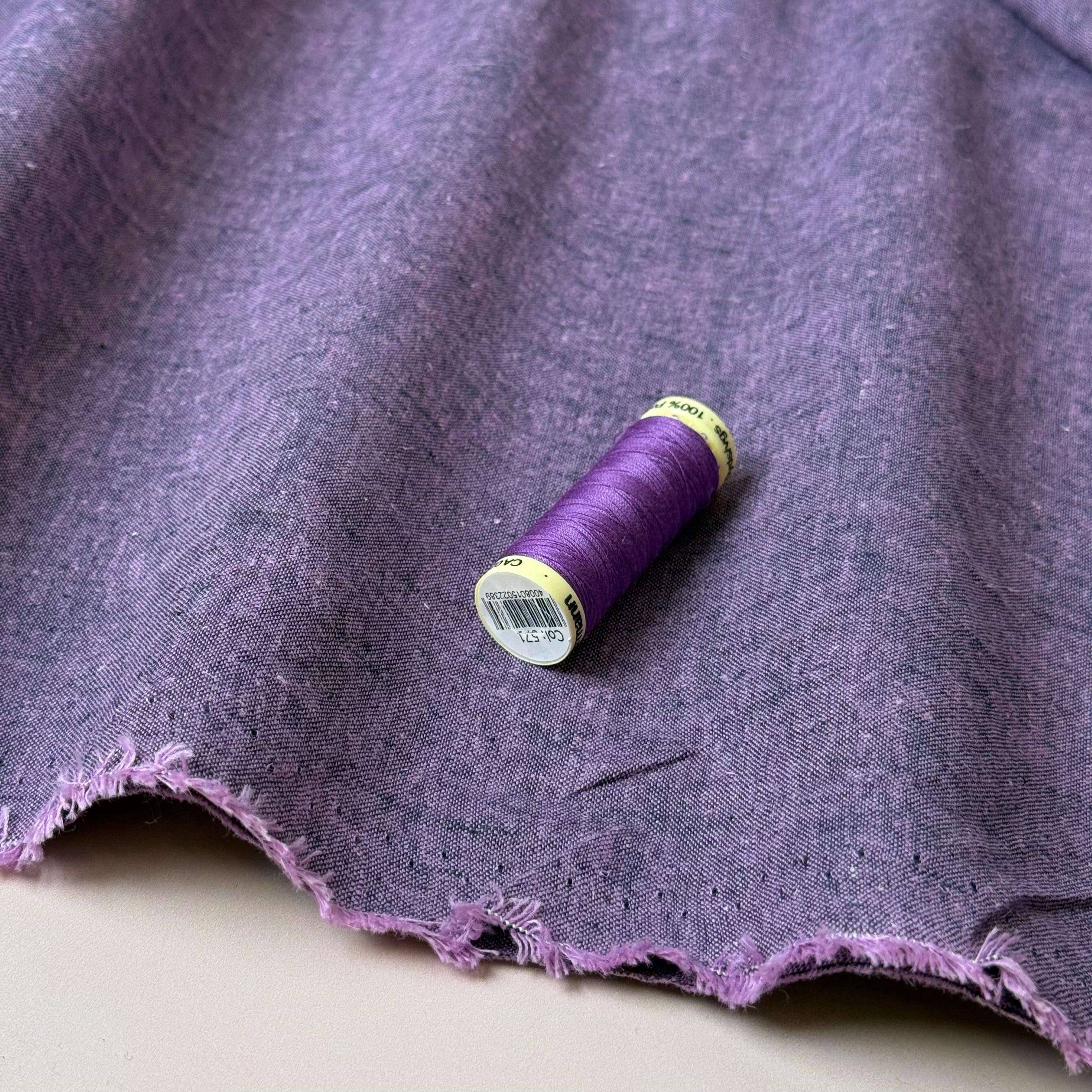 Yarn Dyed Melange Linen Cotton Fabric in Navy and Pink