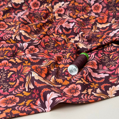 Autumn Serenity Mahogany Cotton Jersey Fabric