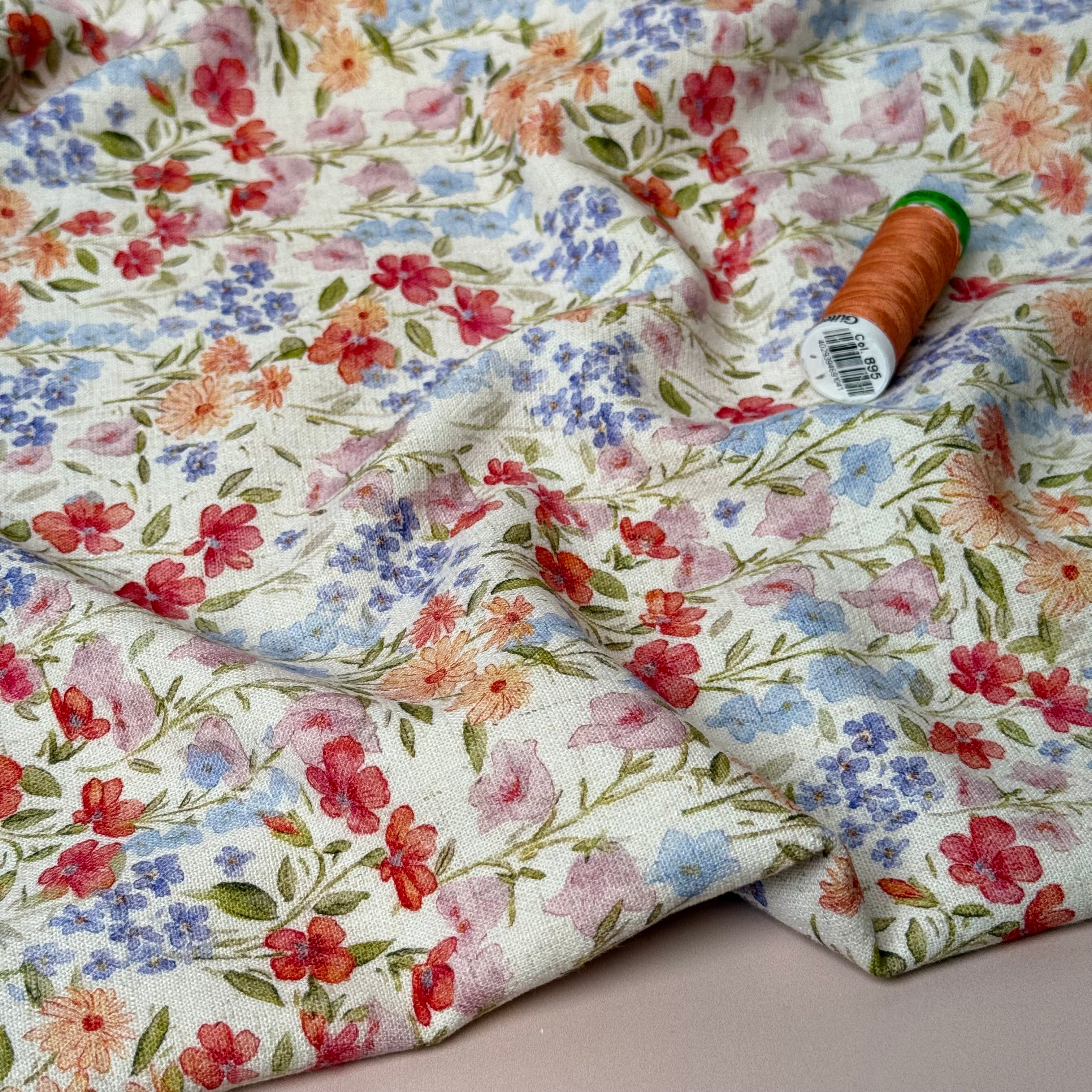 Spring Meadow Viscose Linen Crepe Fabric