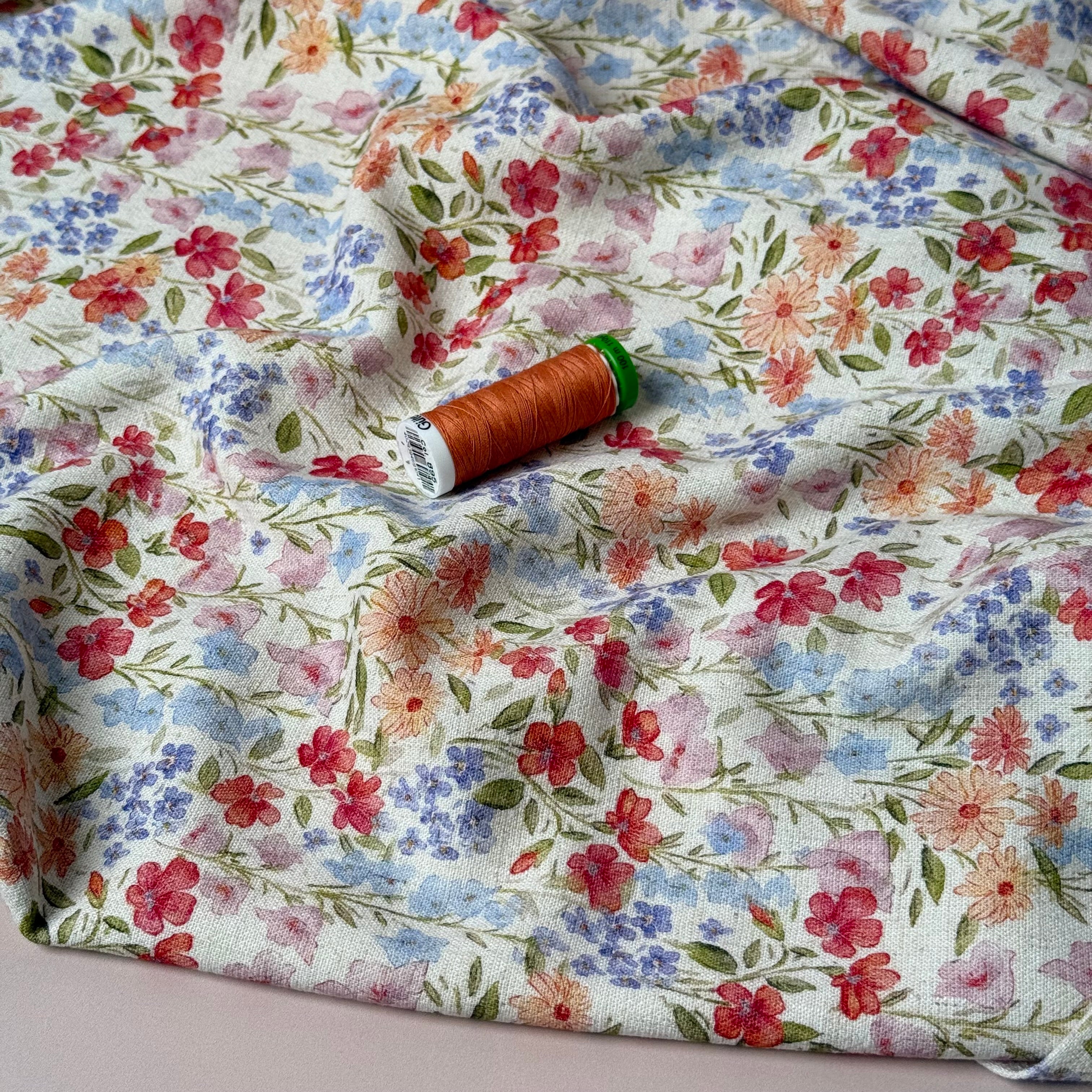 Spring Meadow Viscose Linen Crepe Fabric