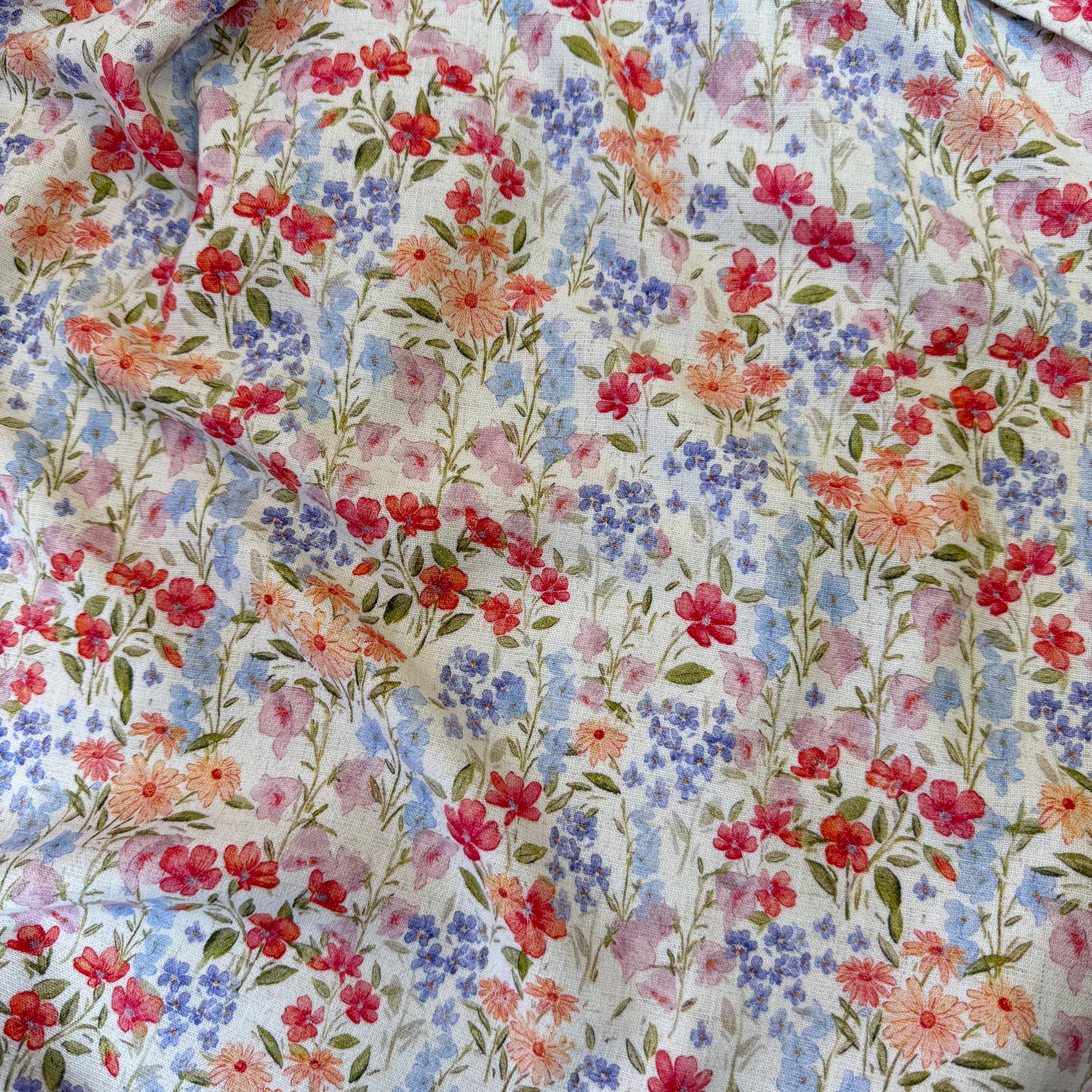 Spring Meadow Viscose Linen Crepe Fabric