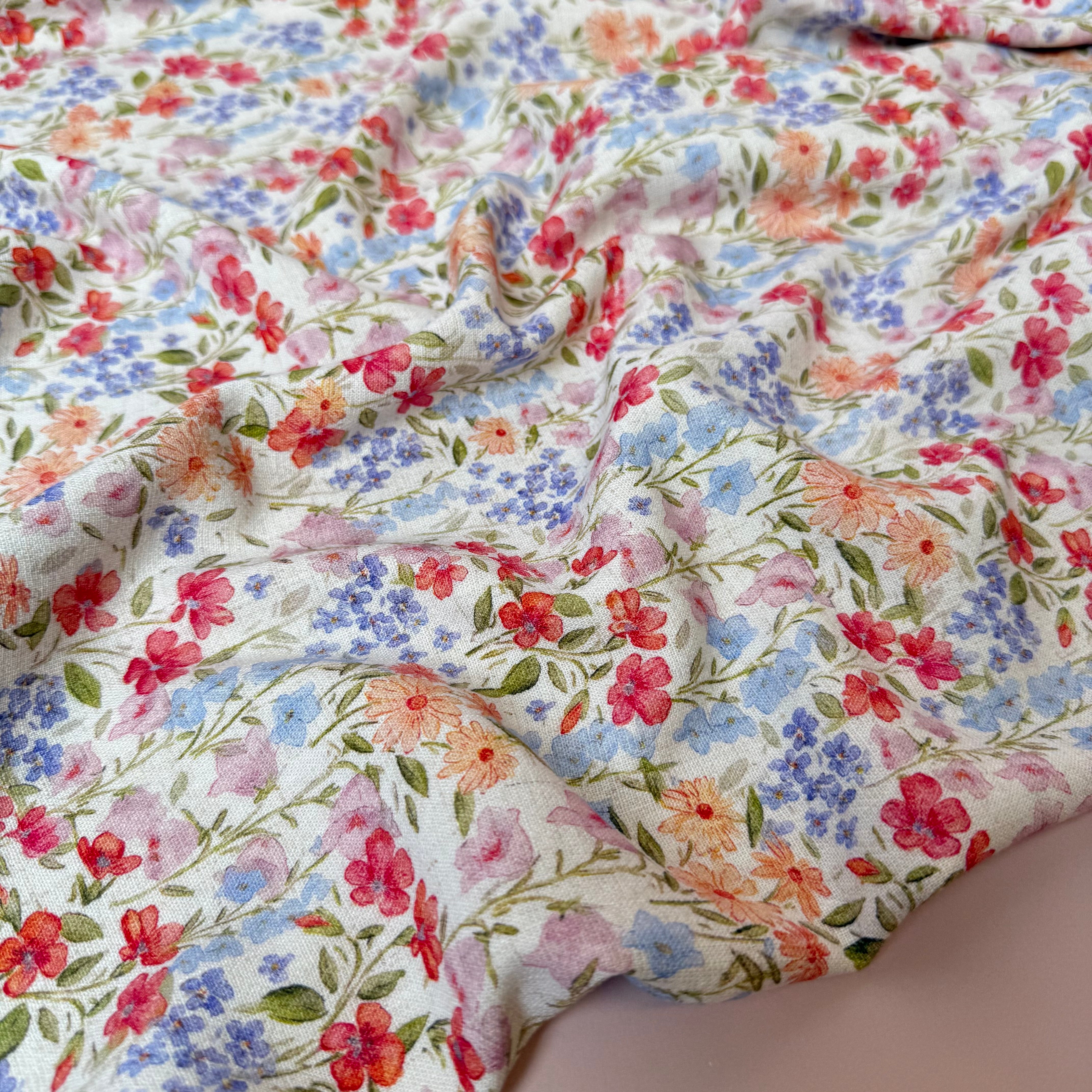 Spring Meadow Viscose Linen Crepe Fabric