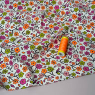 Neon Ditsy Florals Pink Cotton Jersey