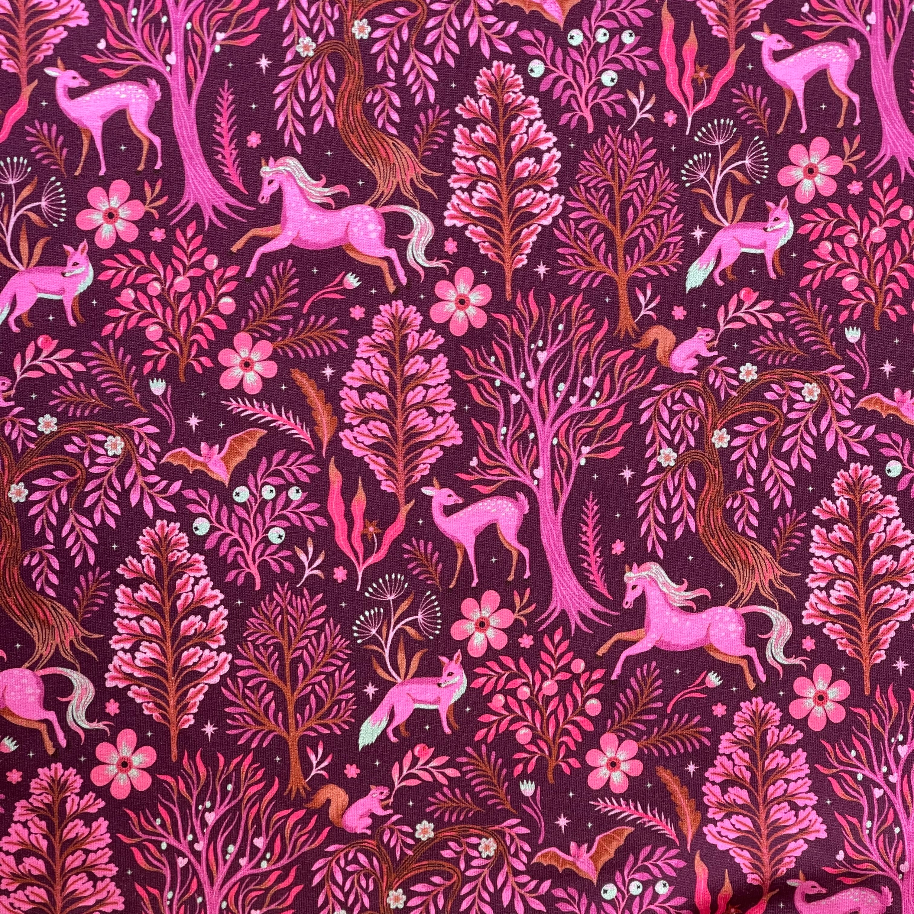 Enchanted Forest Pink Cotton French Terry