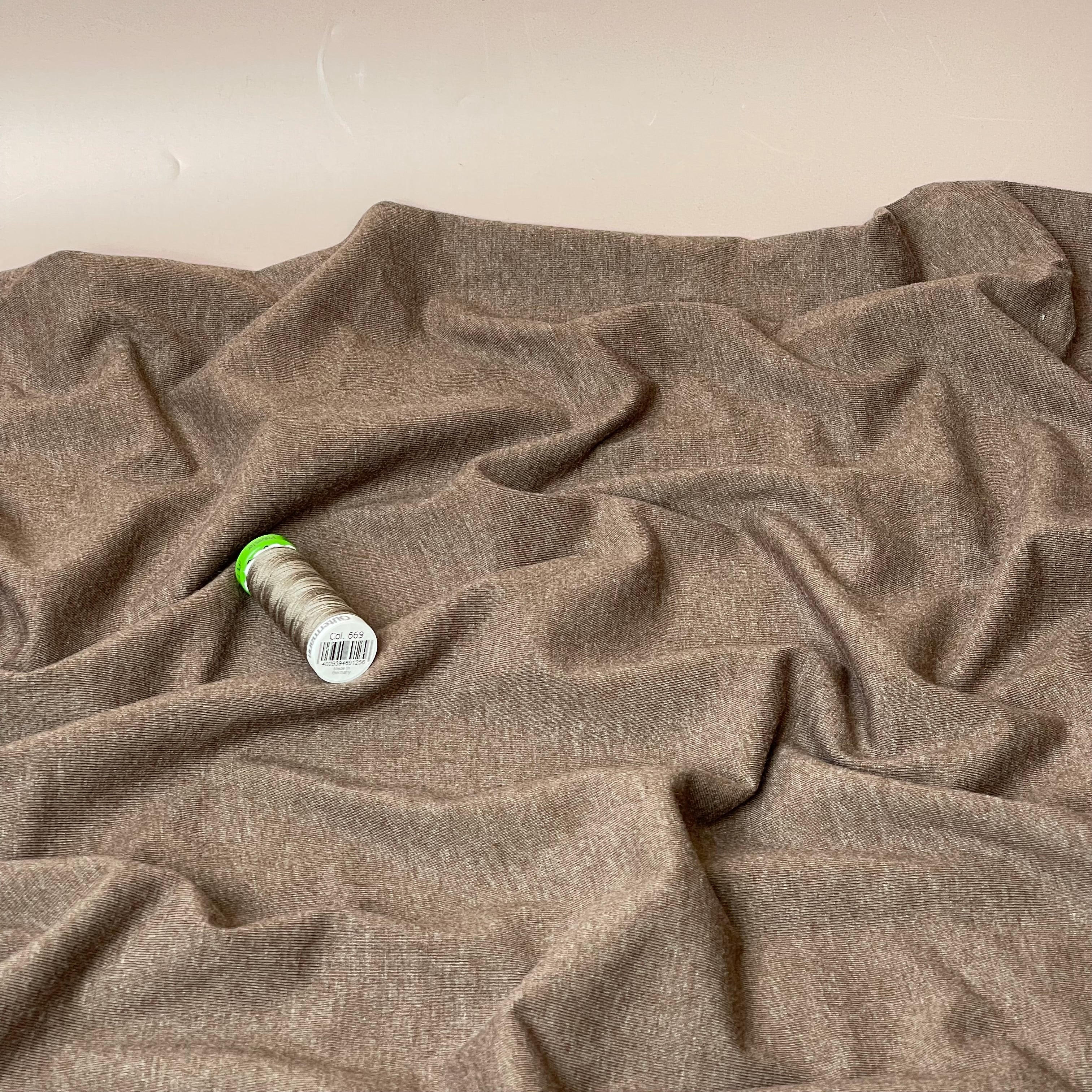 Essential Chic Otter Melange Cotton Jersey Fabric