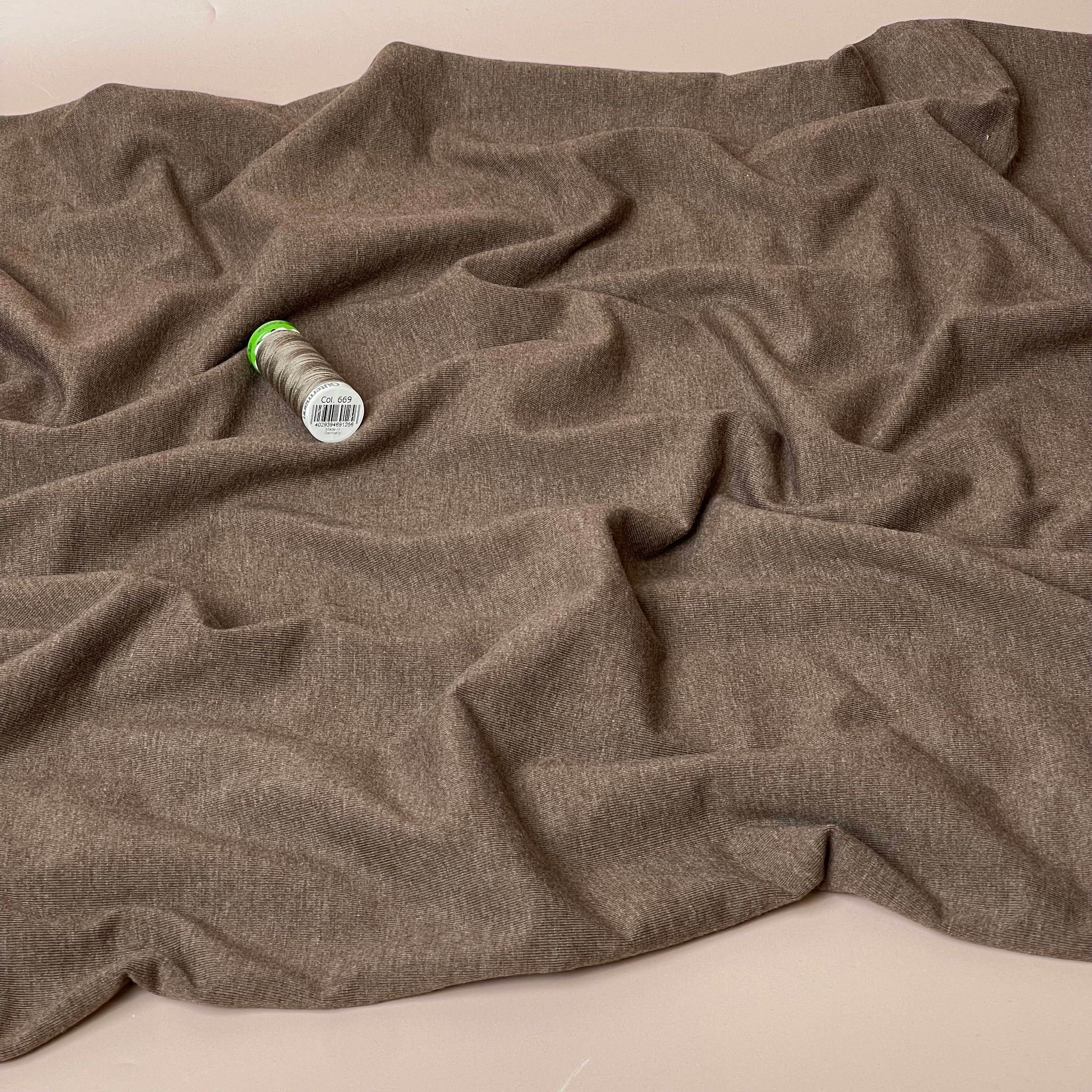 Essential Chic Otter Melange Cotton Jersey Fabric