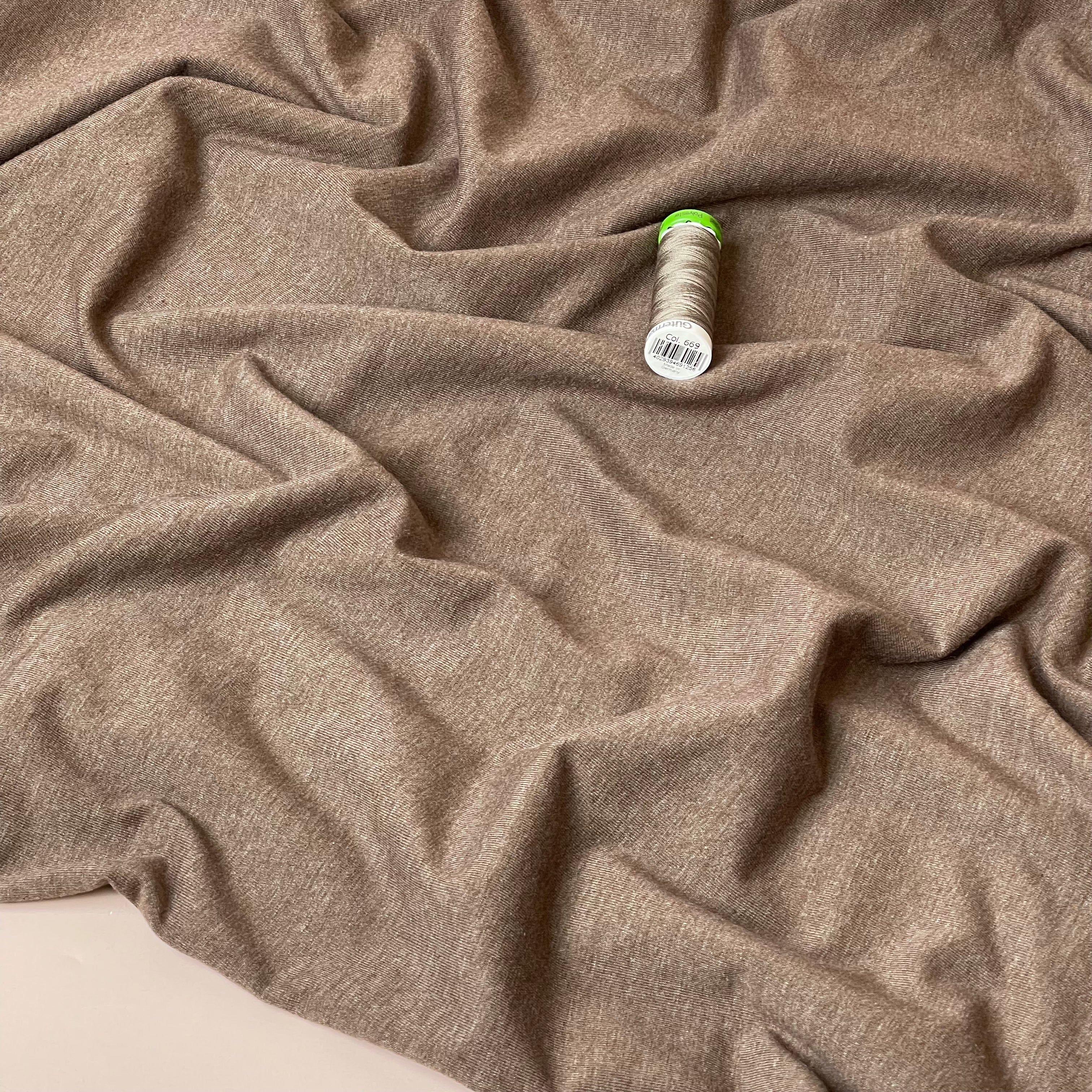 Essential Chic Otter Melange Cotton Jersey Fabric