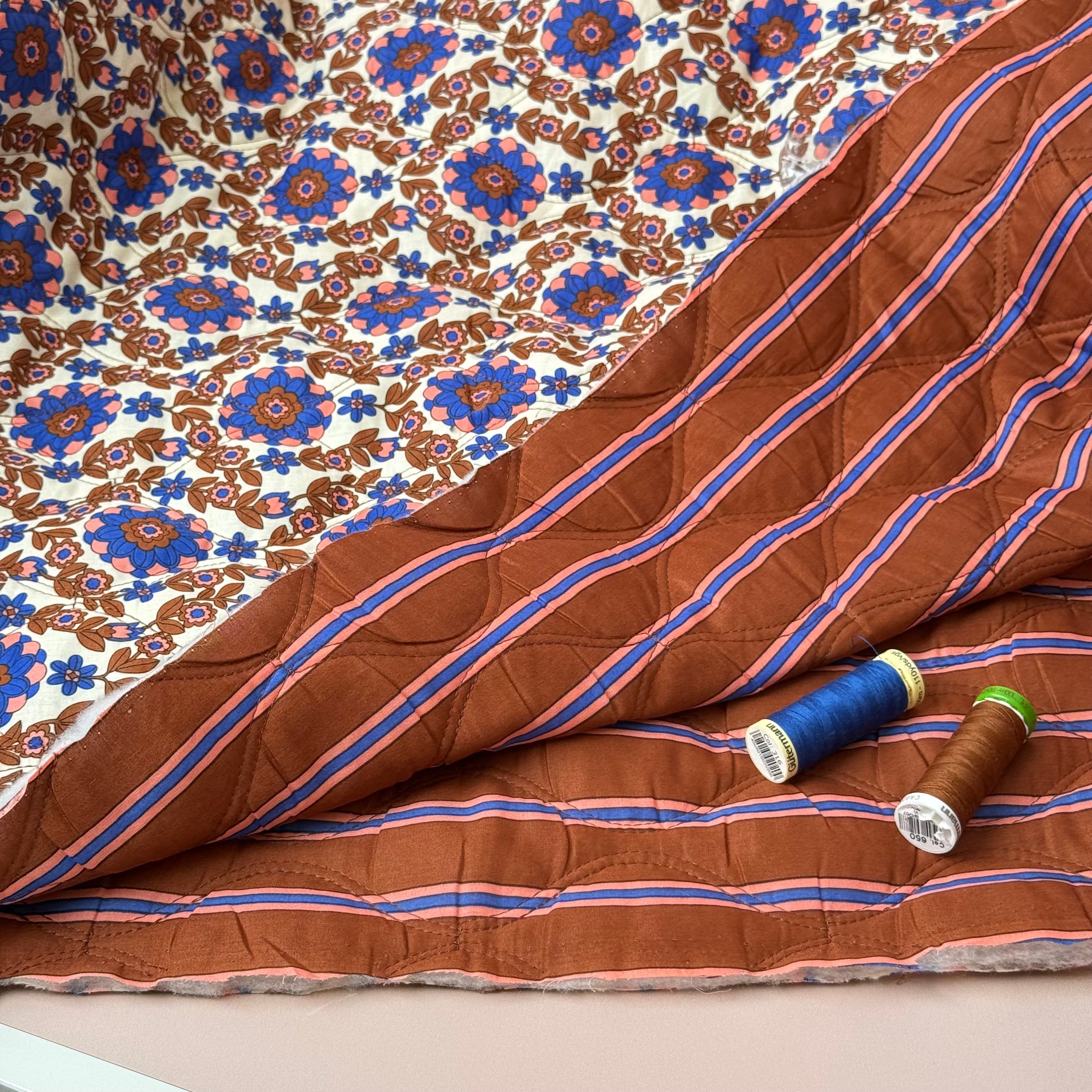 Kaleidoscope Flower Toffee Quilted Cotton Fabric