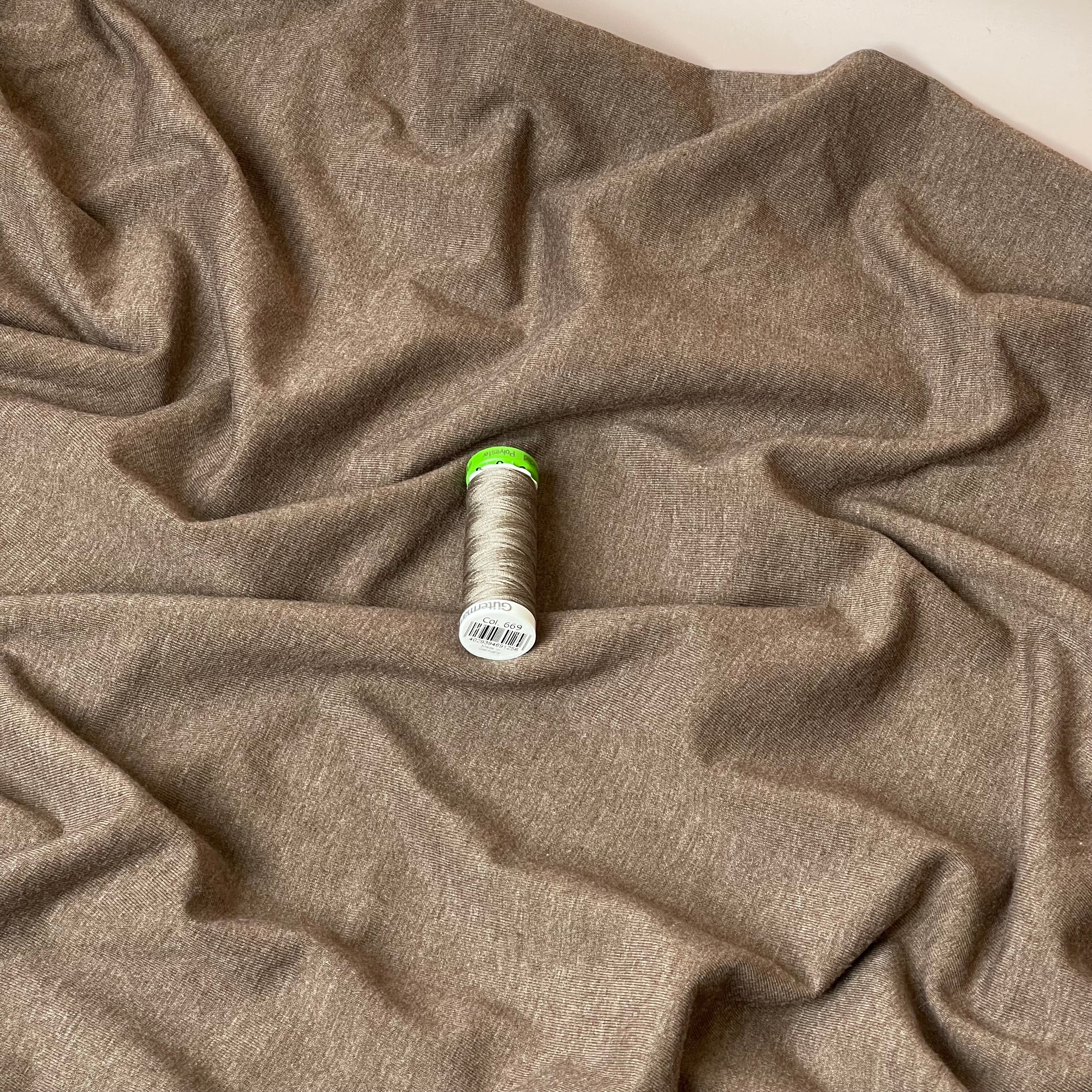 Essential Chic Otter Melange Cotton Jersey Fabric