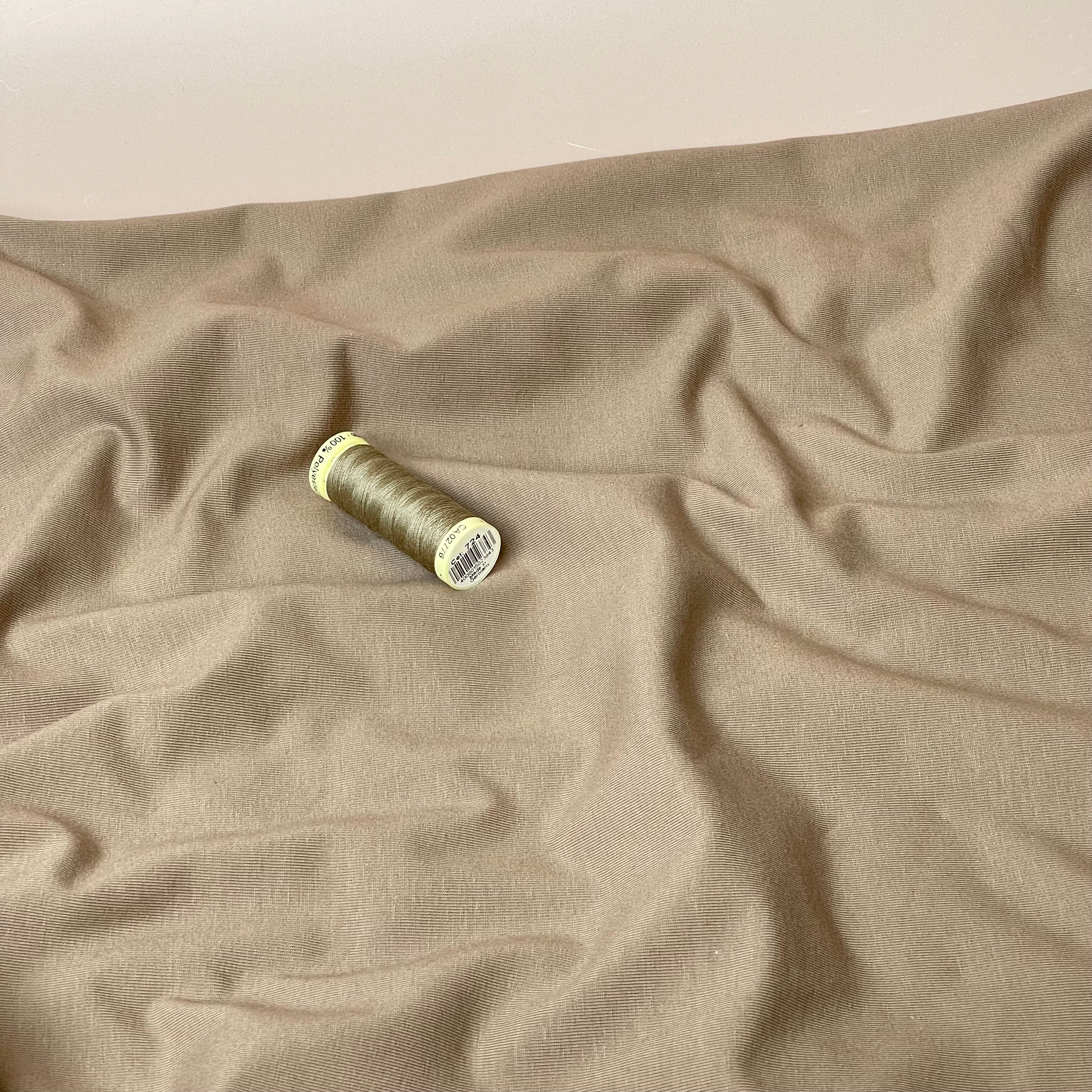 Essential Chic Malt Brown Plain Cotton Jersey Fabric