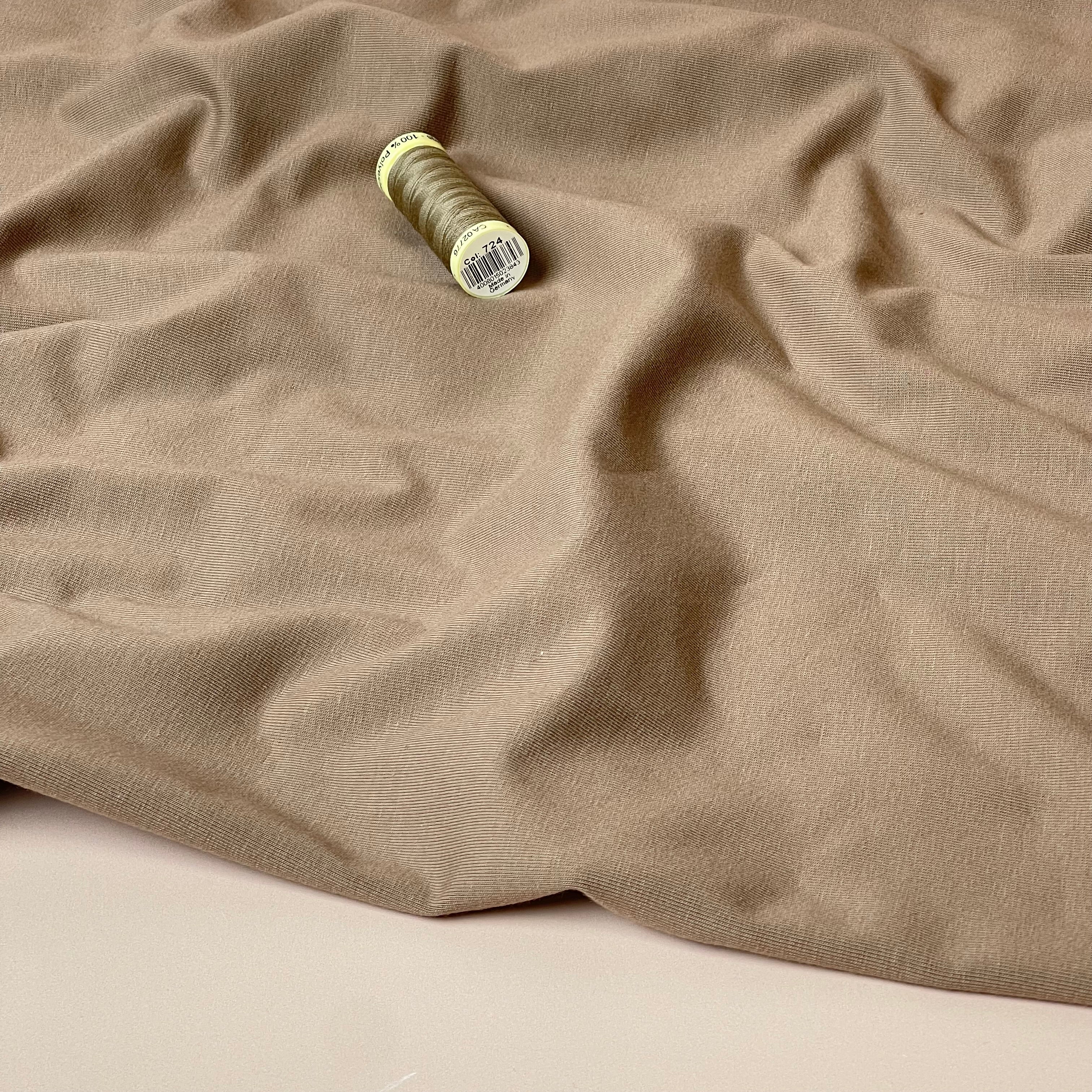 Essential Chic Malt Brown Plain Cotton Jersey Fabric