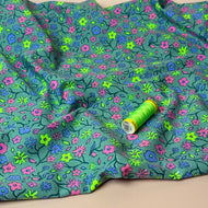 Neon Ditsy Florals Green Cotton Jersey