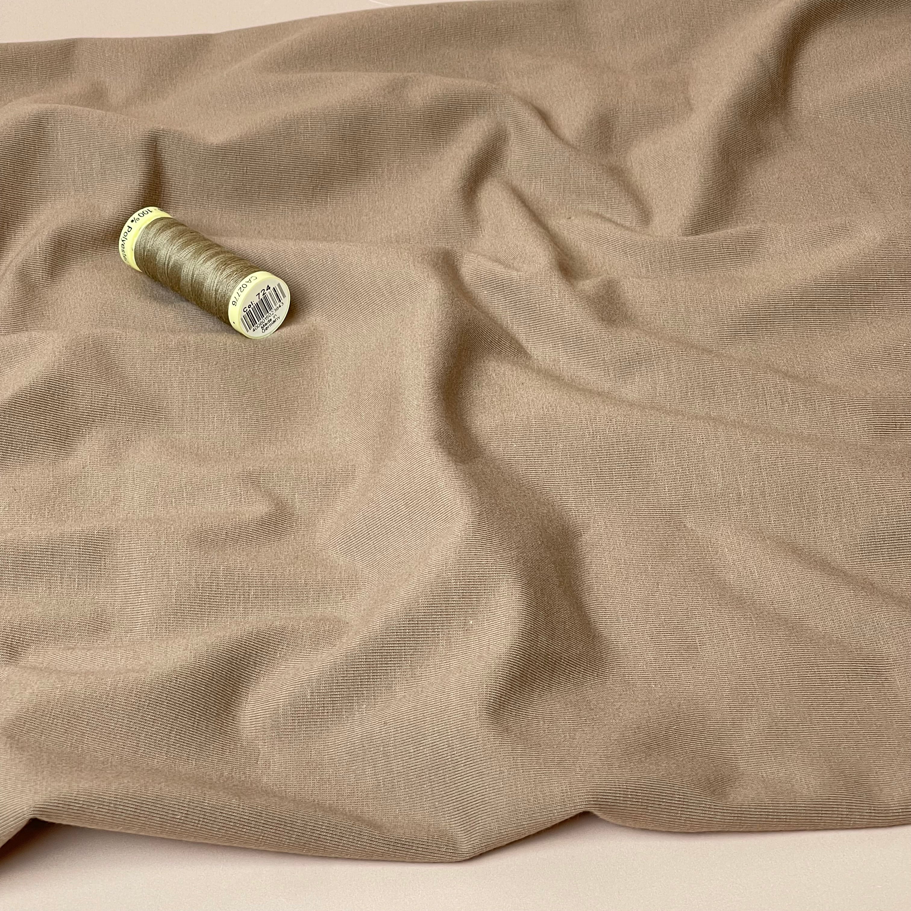 Essential Chic Malt Brown Plain Cotton Jersey Fabric
