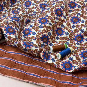 Kaleidoscope Flower Toffee Quilted Cotton Fabric