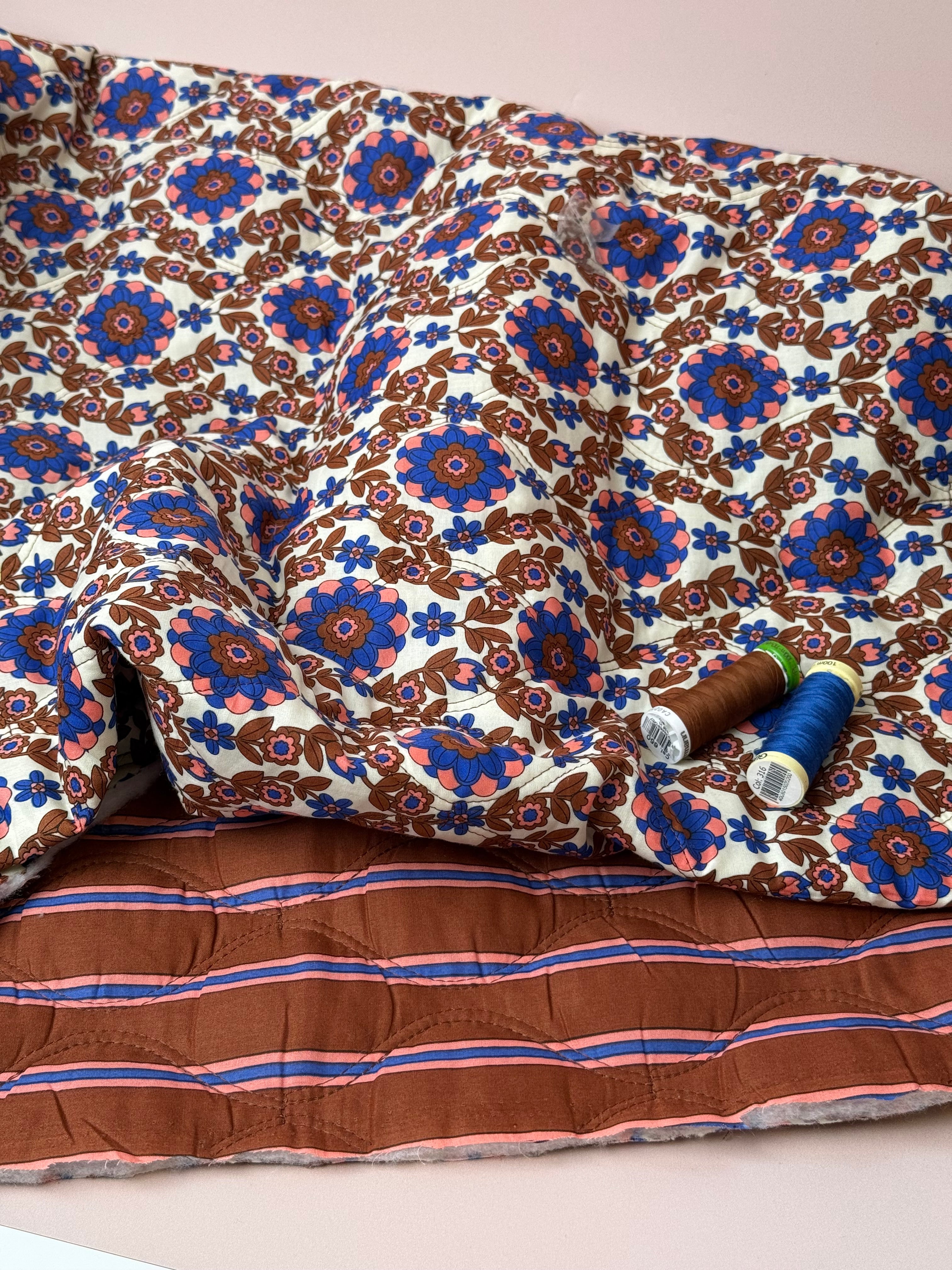 Kaleidoscope Flower Toffee Quilted Cotton Fabric