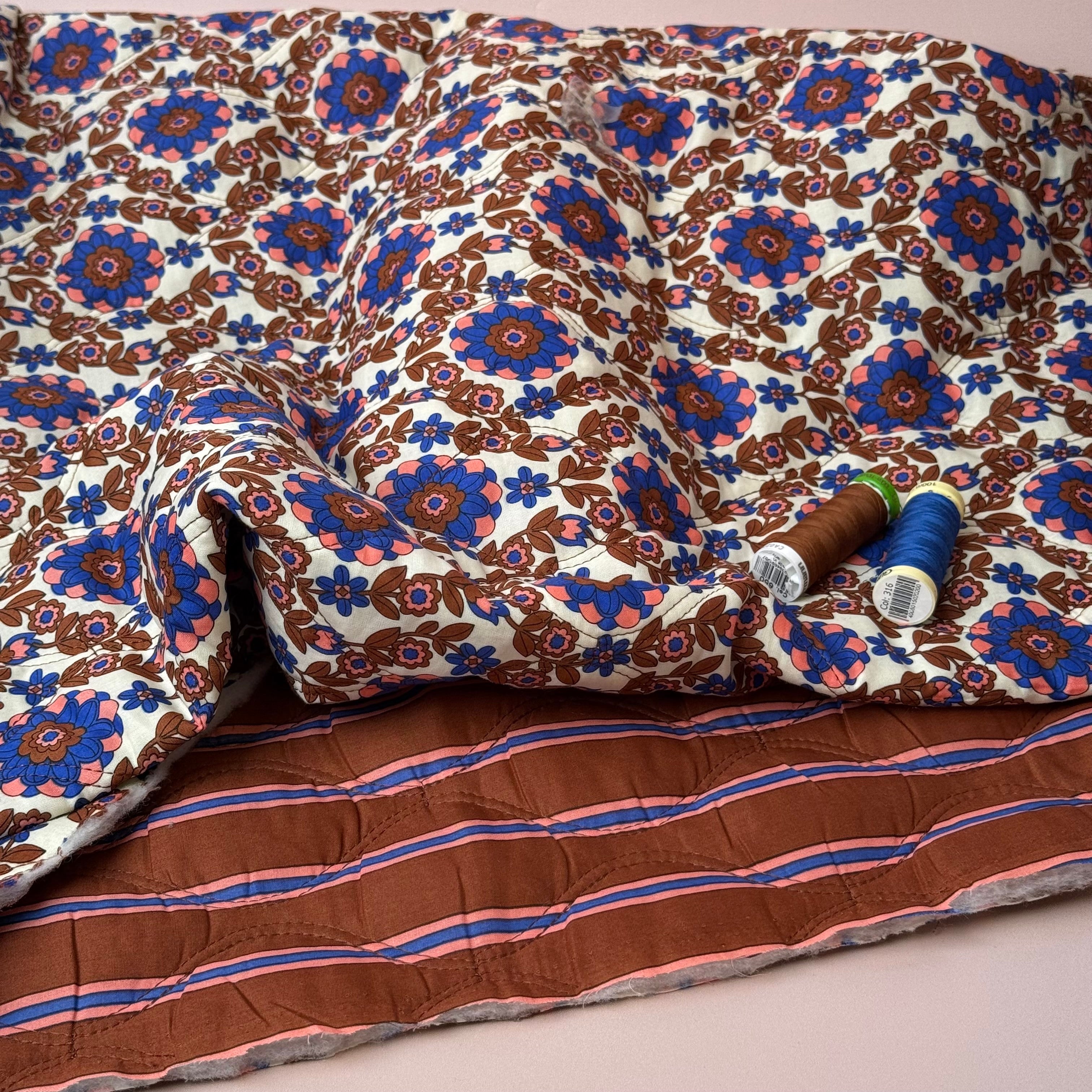 Kaleidoscope Flower Toffee Quilted Cotton Fabric