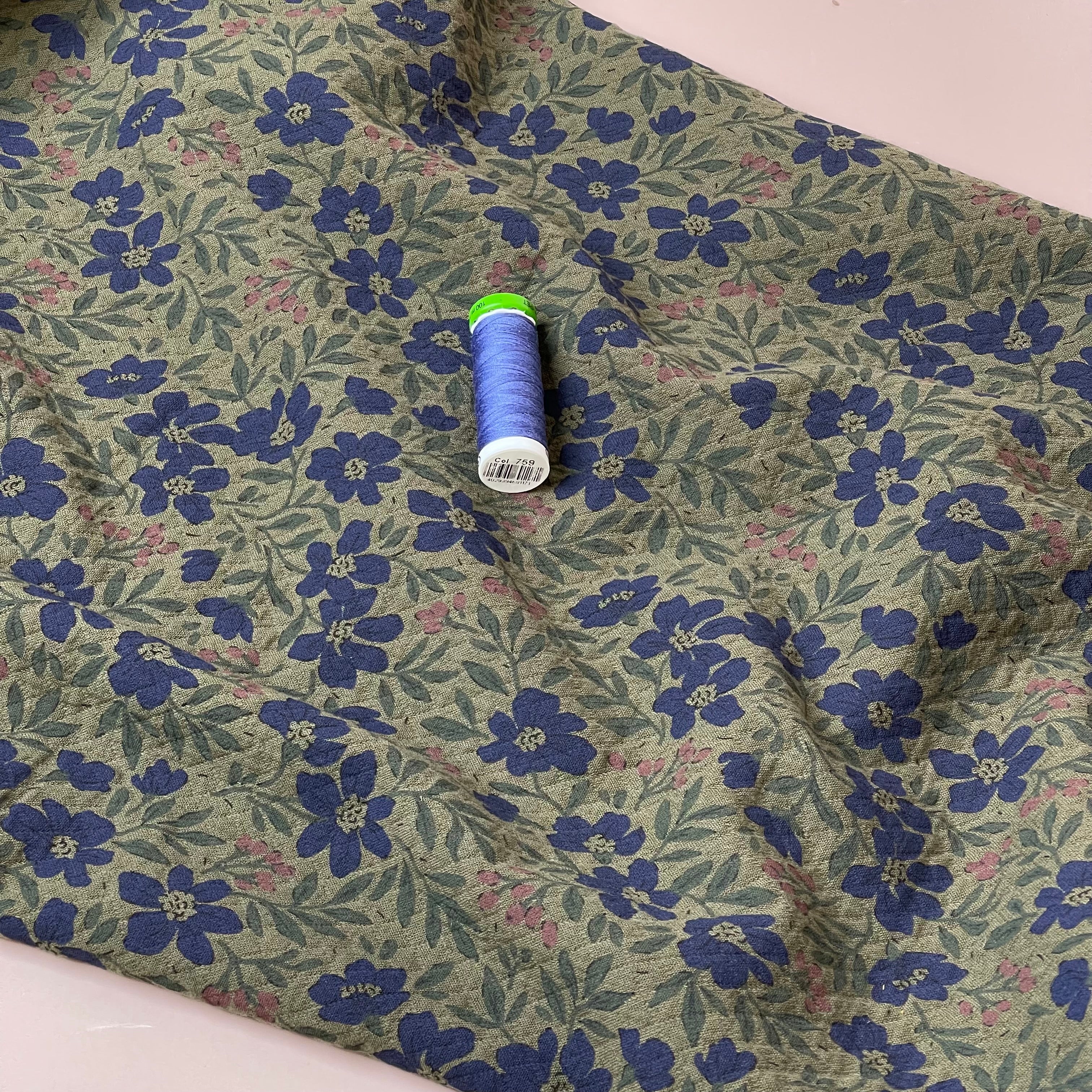 Barberry Flowers Olive Cotton Diamond Jacquard Fabric