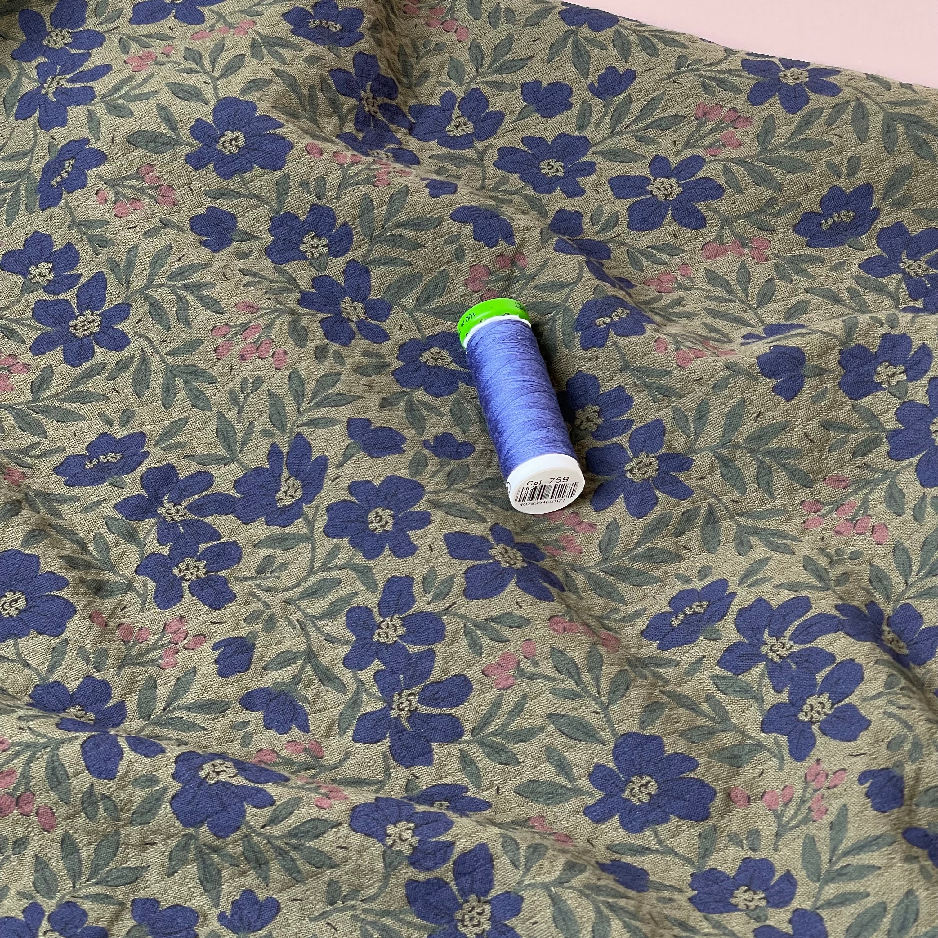 Barberry Flowers Olive Cotton Diamond Jacquard Fabric