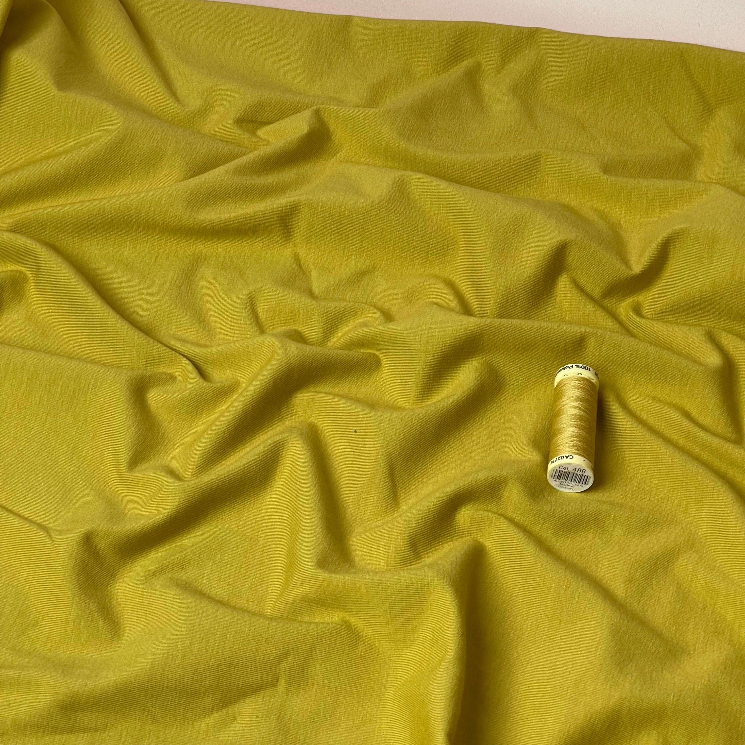 Essential Chic Celery Plain Cotton Jersey Fabric