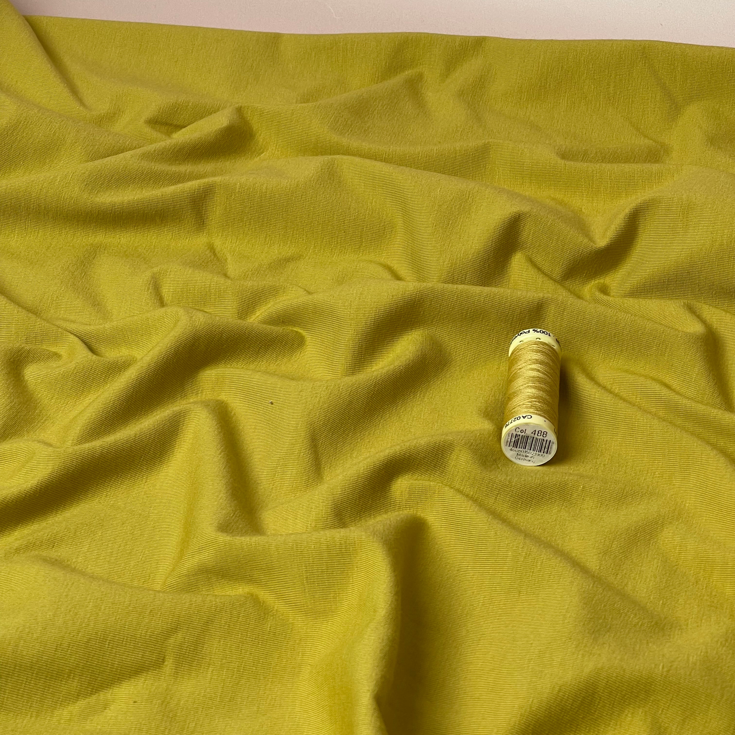 Essential Chic Celery Plain Cotton Jersey Fabric