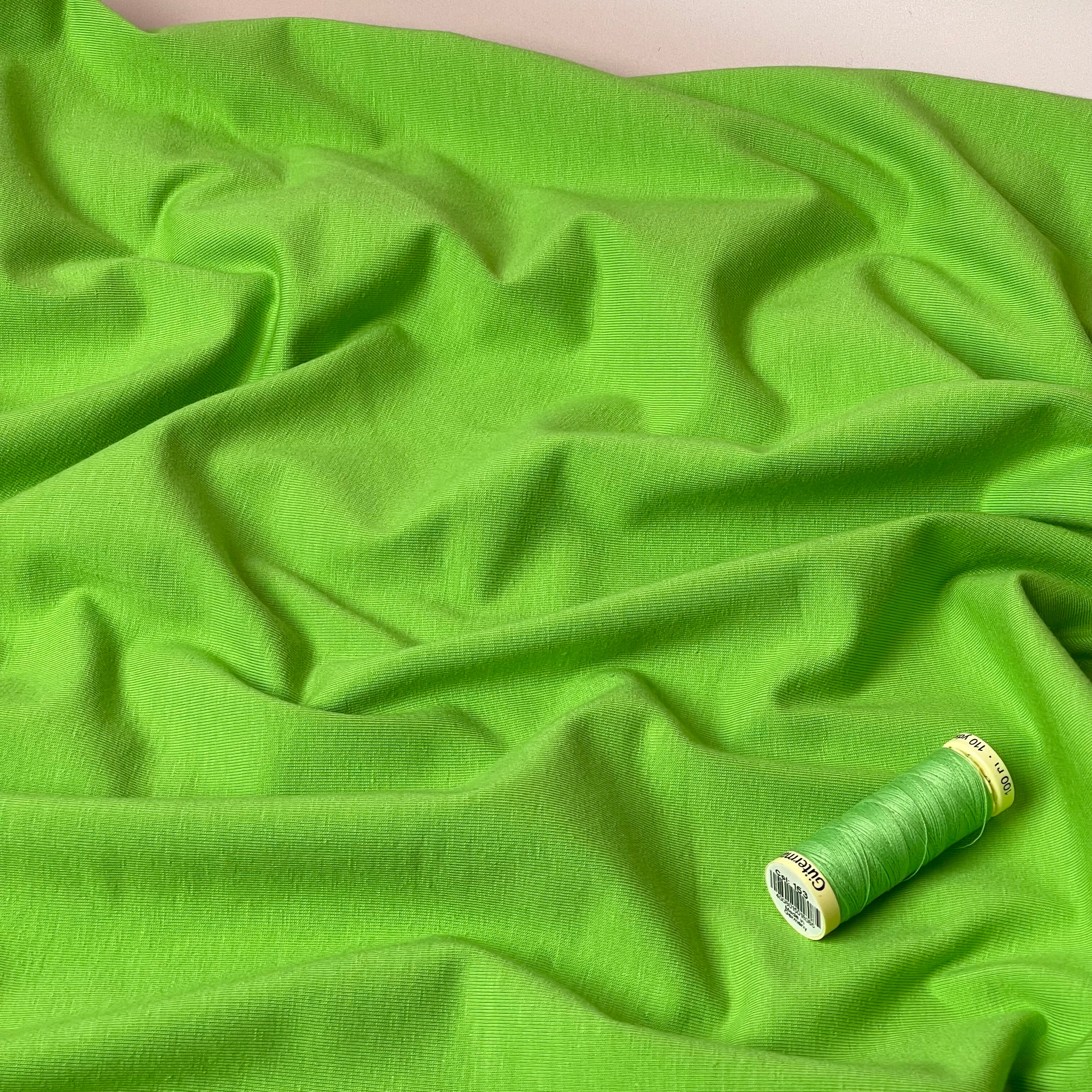 Essential Chic Fluorescent Green Plain Cotton Jersey Fabric