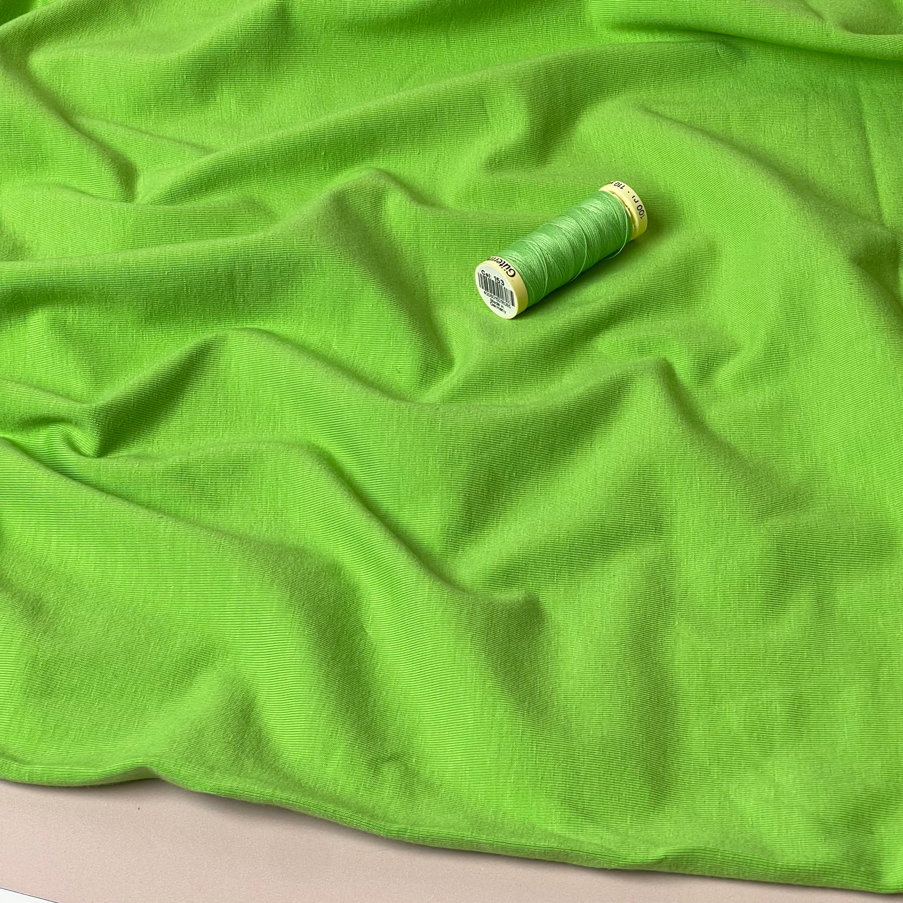 Essential Chic Fluorescent Green Plain Cotton Jersey Fabric